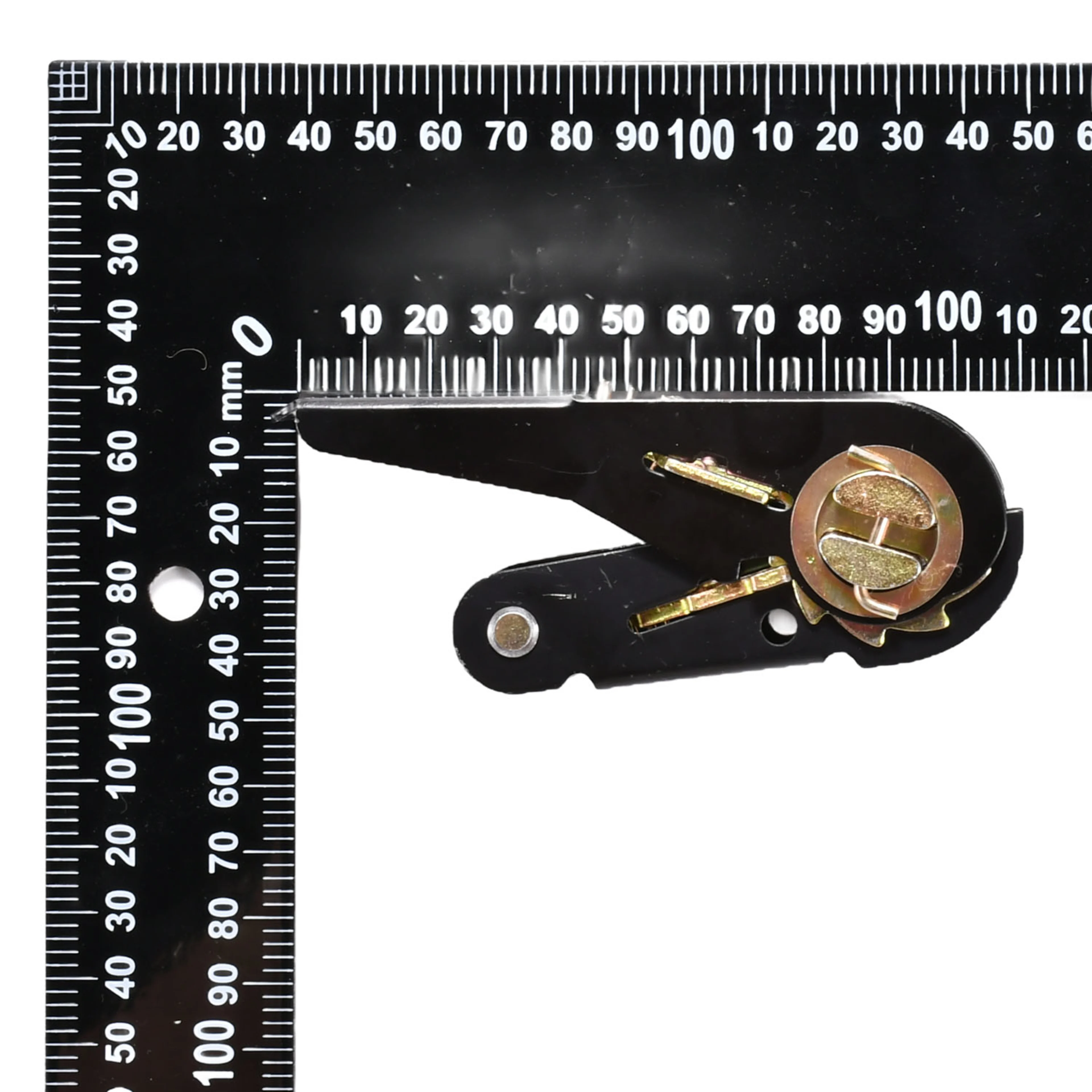 Hebilla de trinquete 25mm con mango de pulgar, pintada en negro - Resistencia a la rotura 800kg