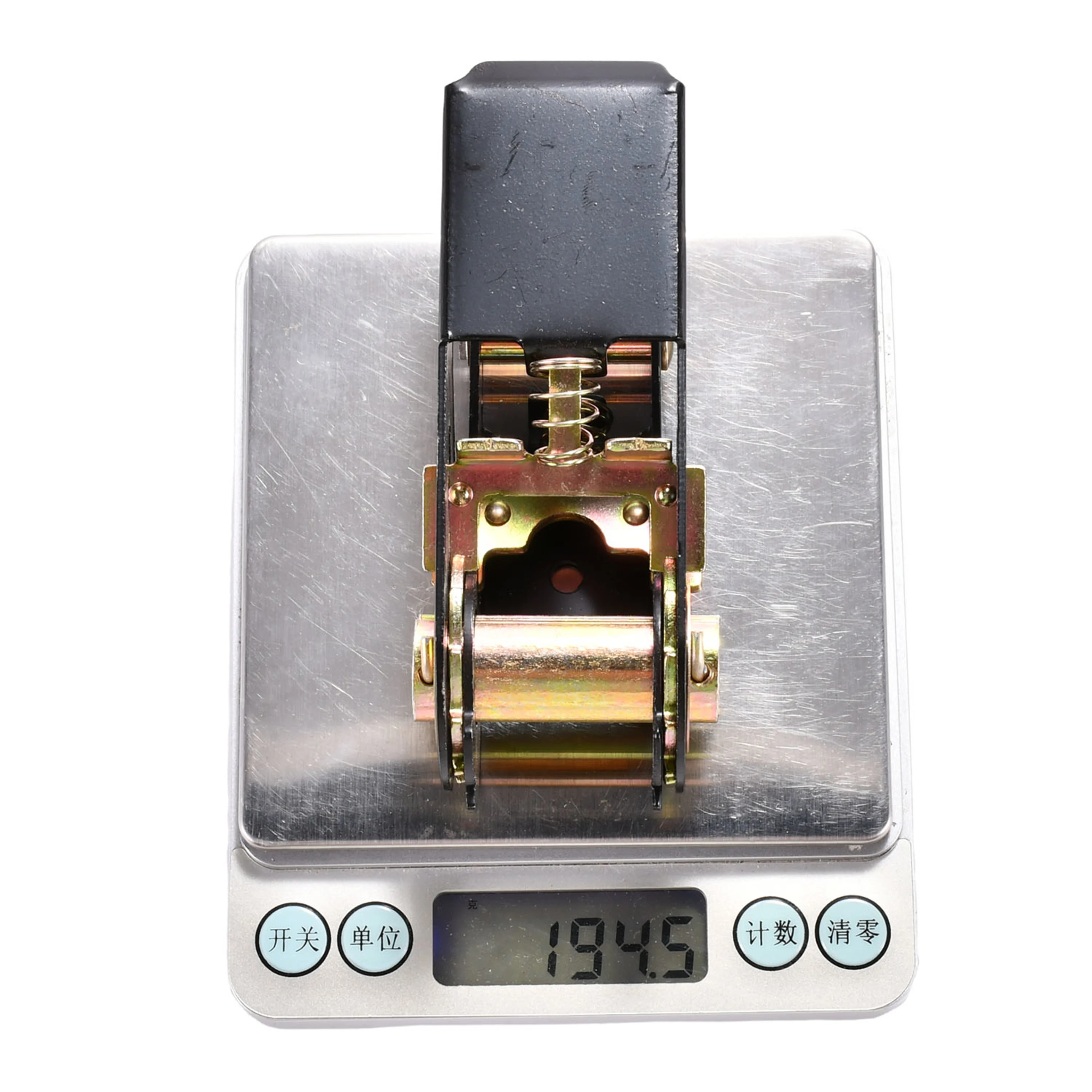 Hebilla de trinquete 25mm con mango de pulgar, pintada en negro - Resistencia a la rotura 800kg