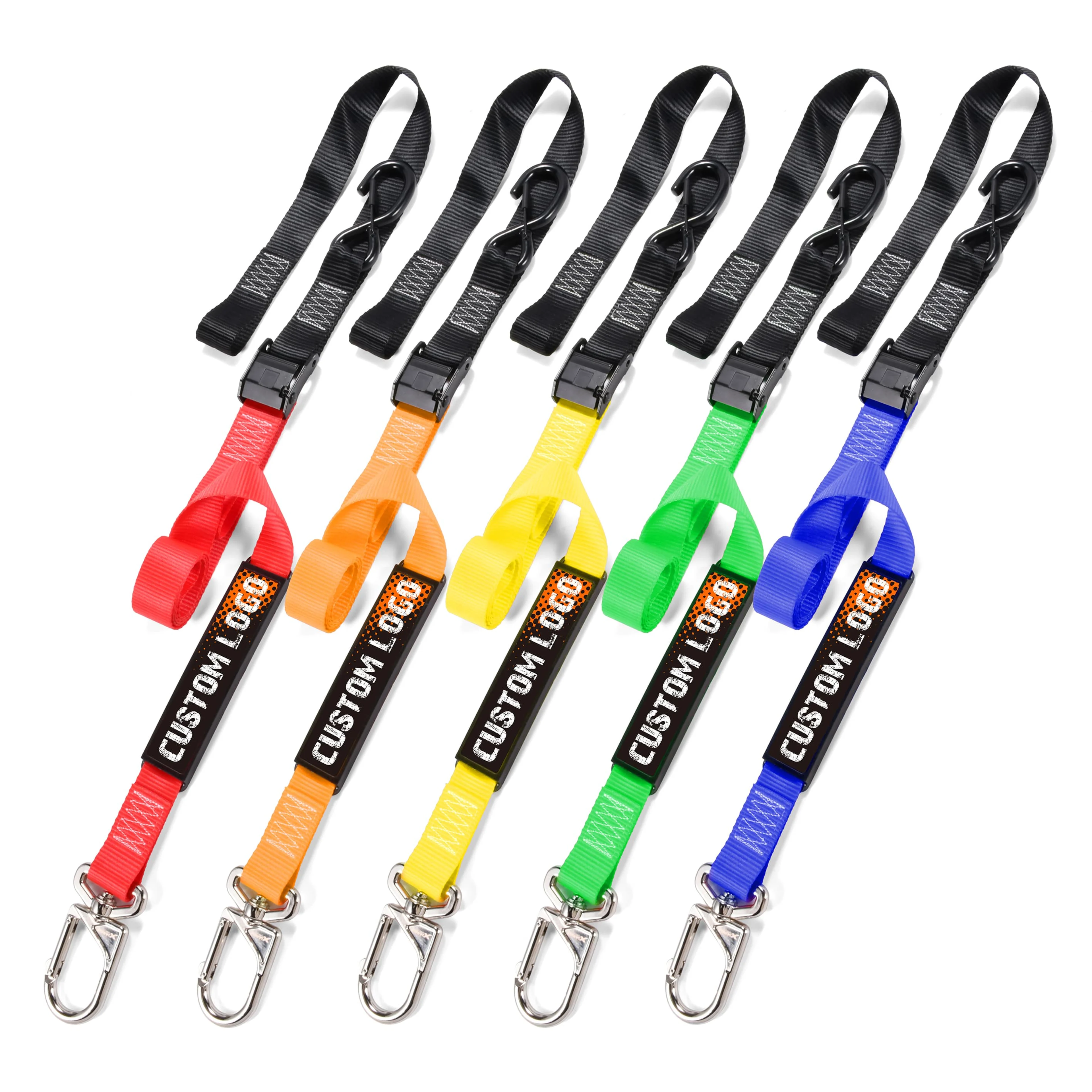 38mm Motorcycle Cam Buckle Tie Down with Swivel Carabiner, 550kg BS