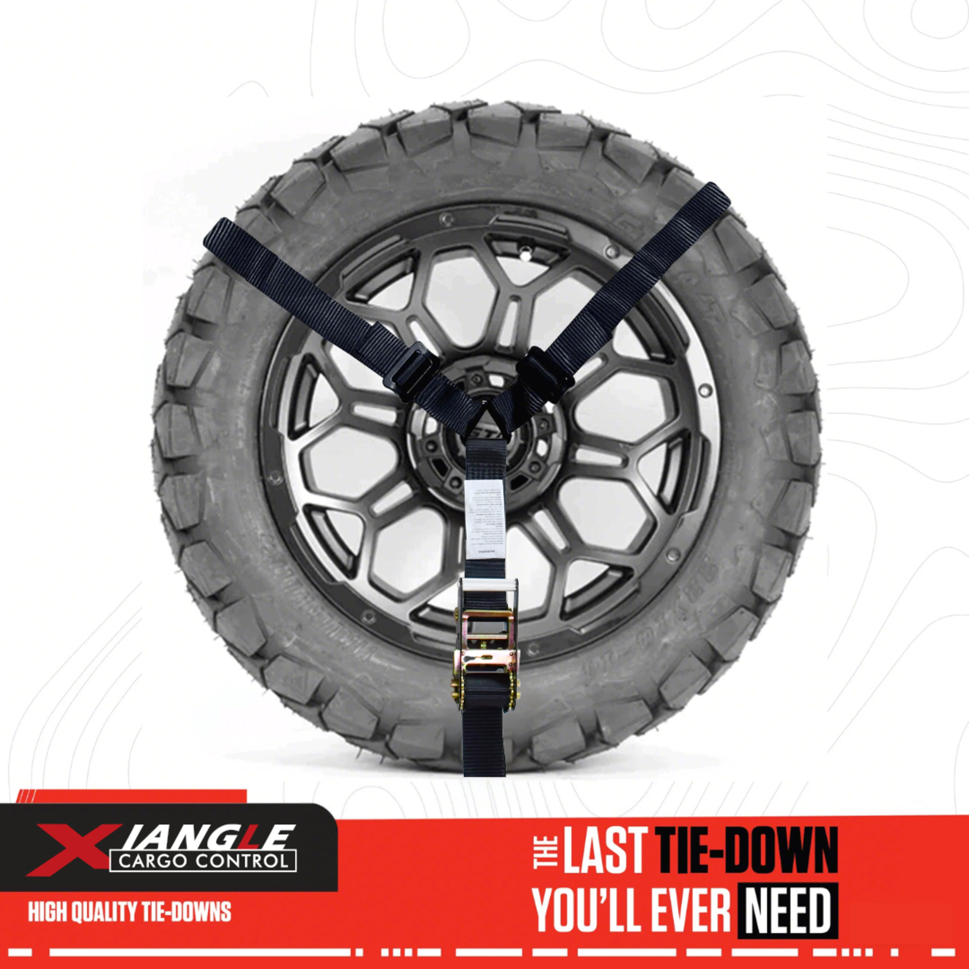 Cincha en Y de 50mm y 3 puntos para rueda de repuesto con ganchos en S de resorte