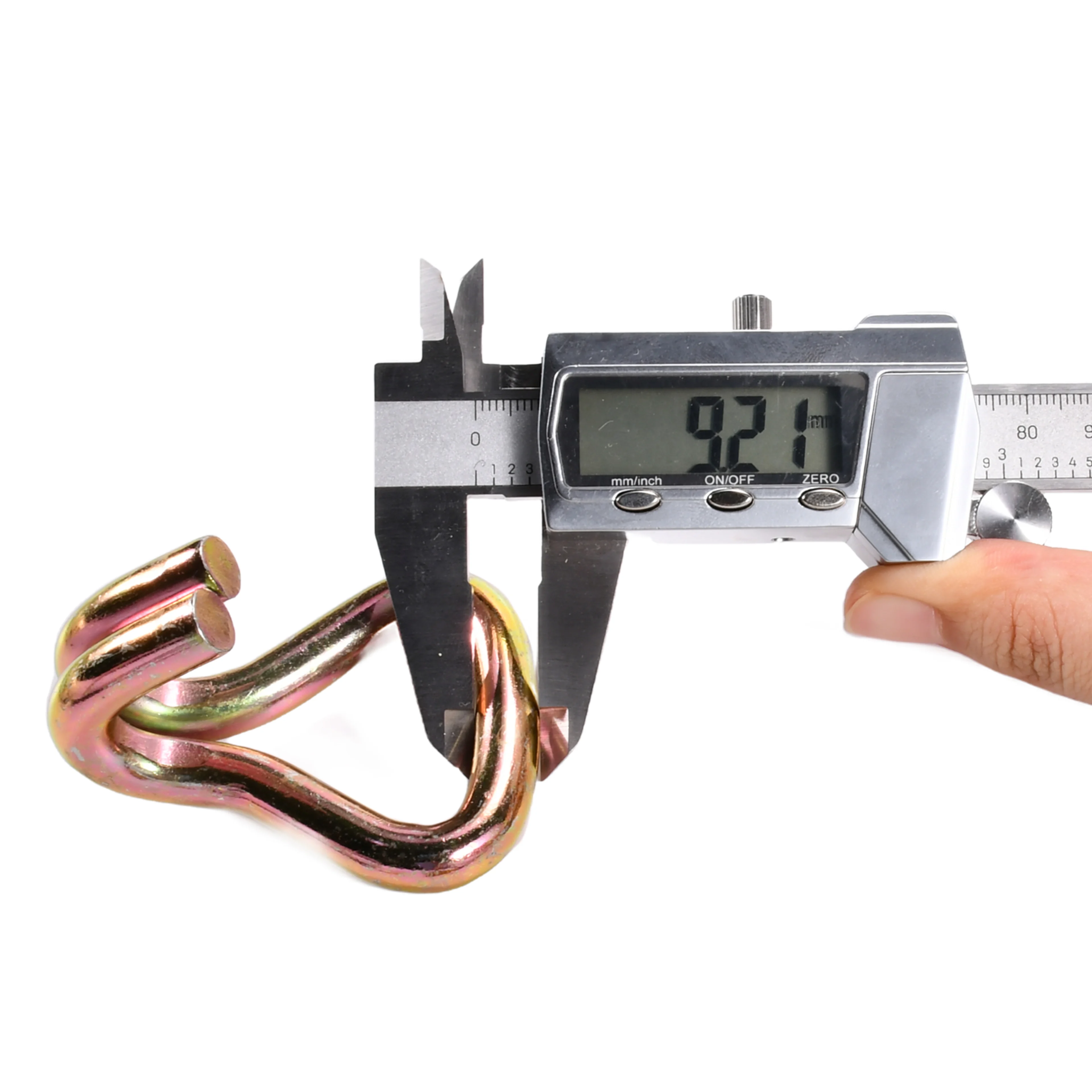 Gancho Doble J de 38mm de Alta Resistencia, galvanizado en amarillo - 3000 kg Resistencia