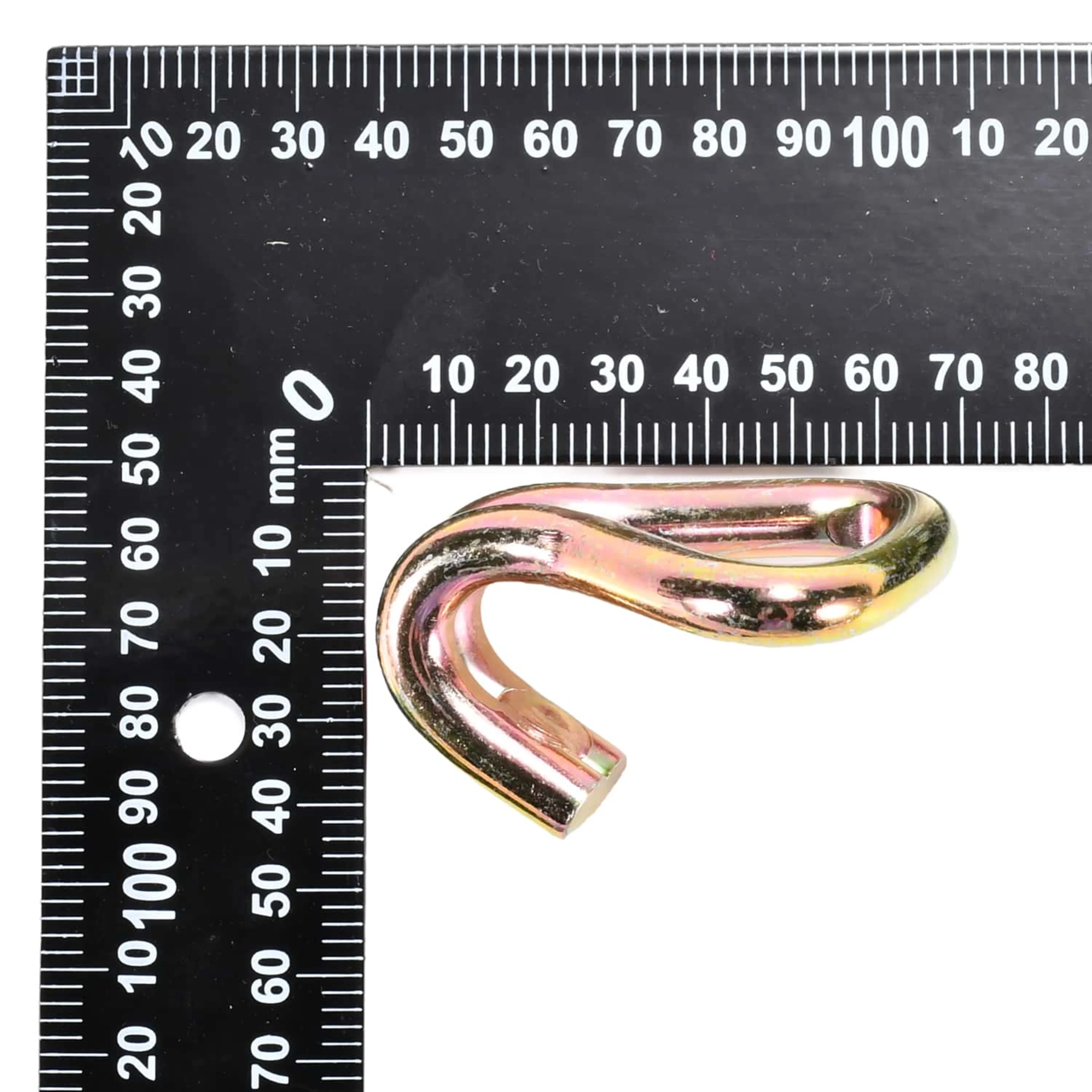 Gancho Doble J de 38mm de Alta Resistencia, galvanizado en amarillo - 3000 kg Resistencia