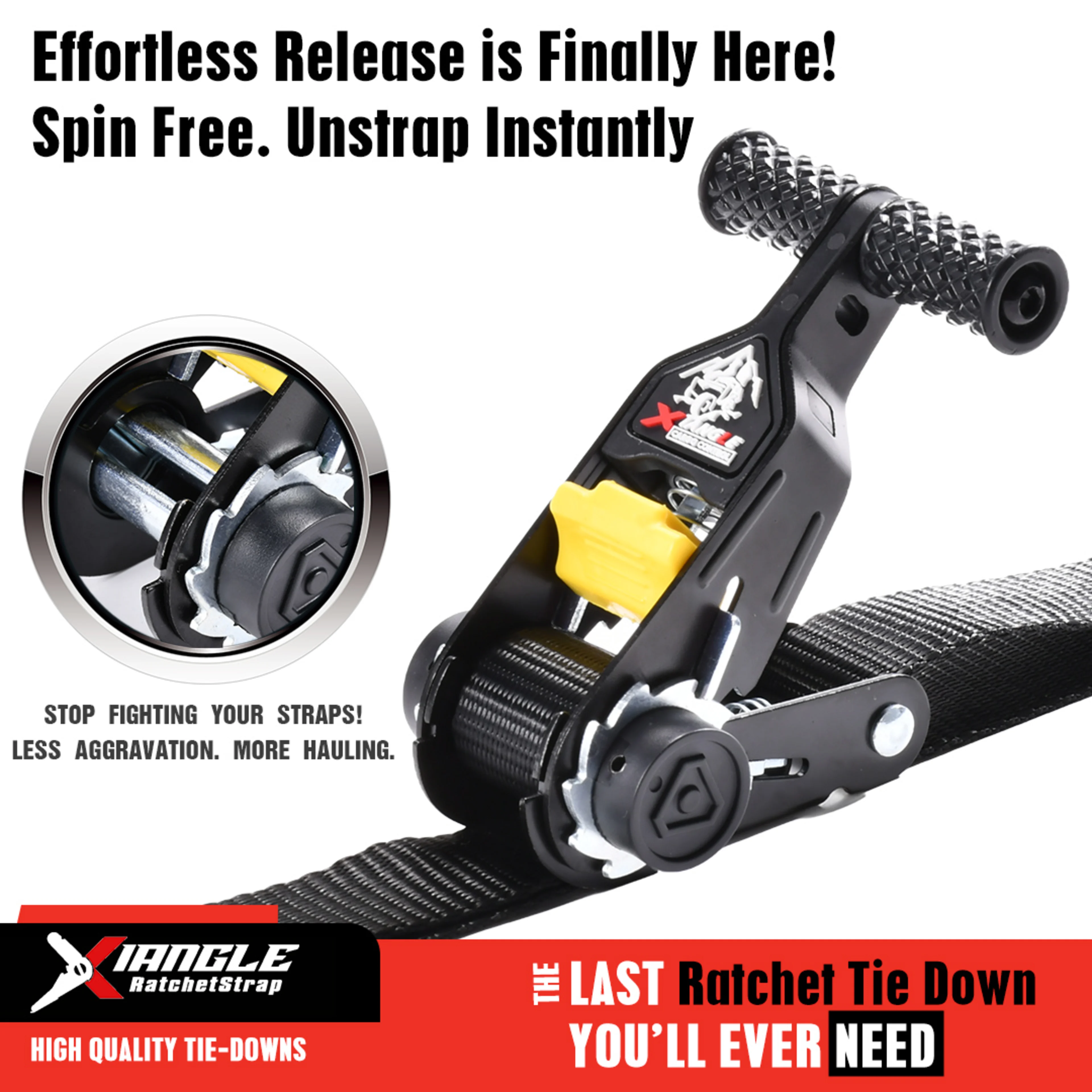 25mm Spin Free Ratschengurt, mit federbelastetem S-Haken - 800 kg Bruchlast