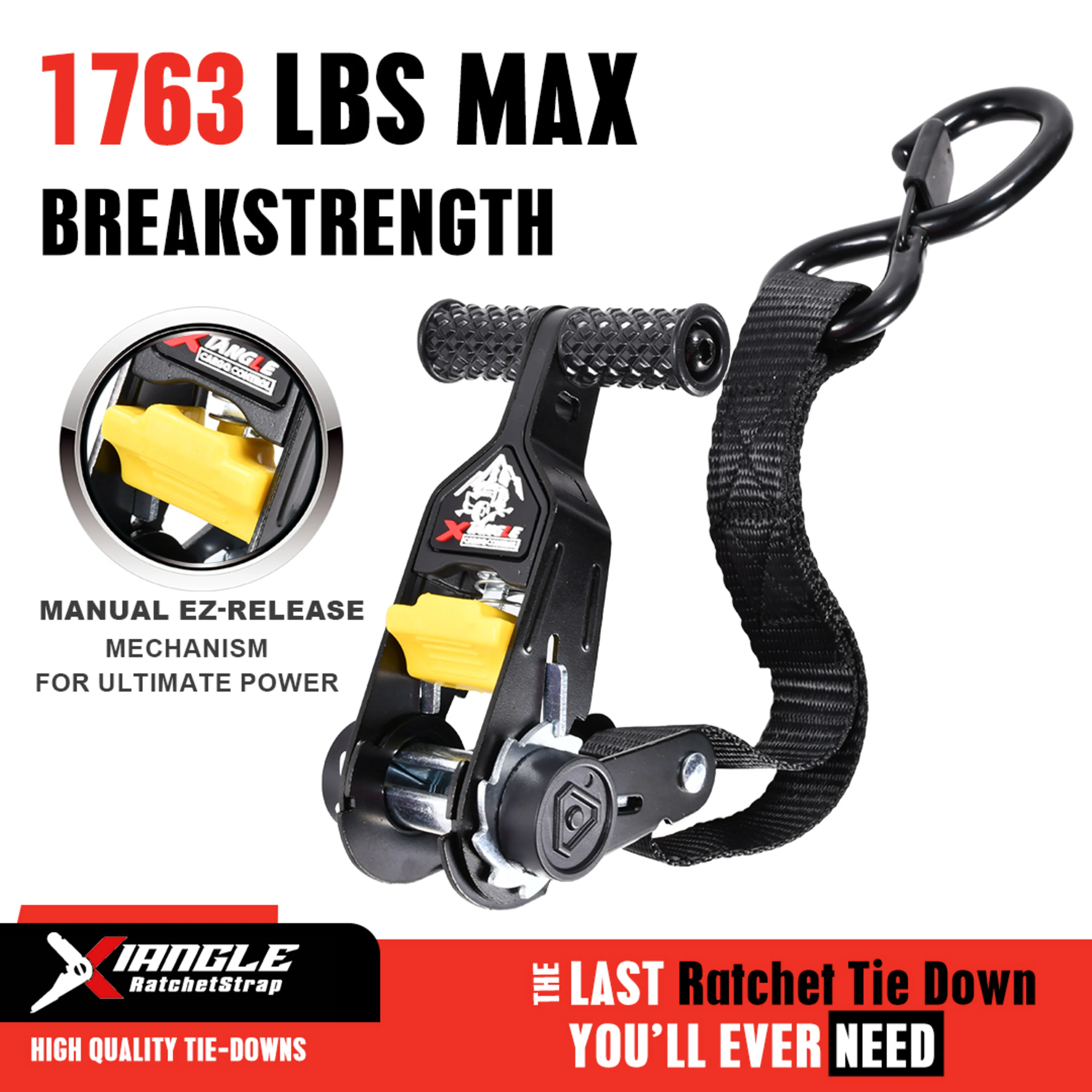 25mm Spin Free Ratschengurt, mit federbelastetem S-Haken - 800 kg Bruchlast