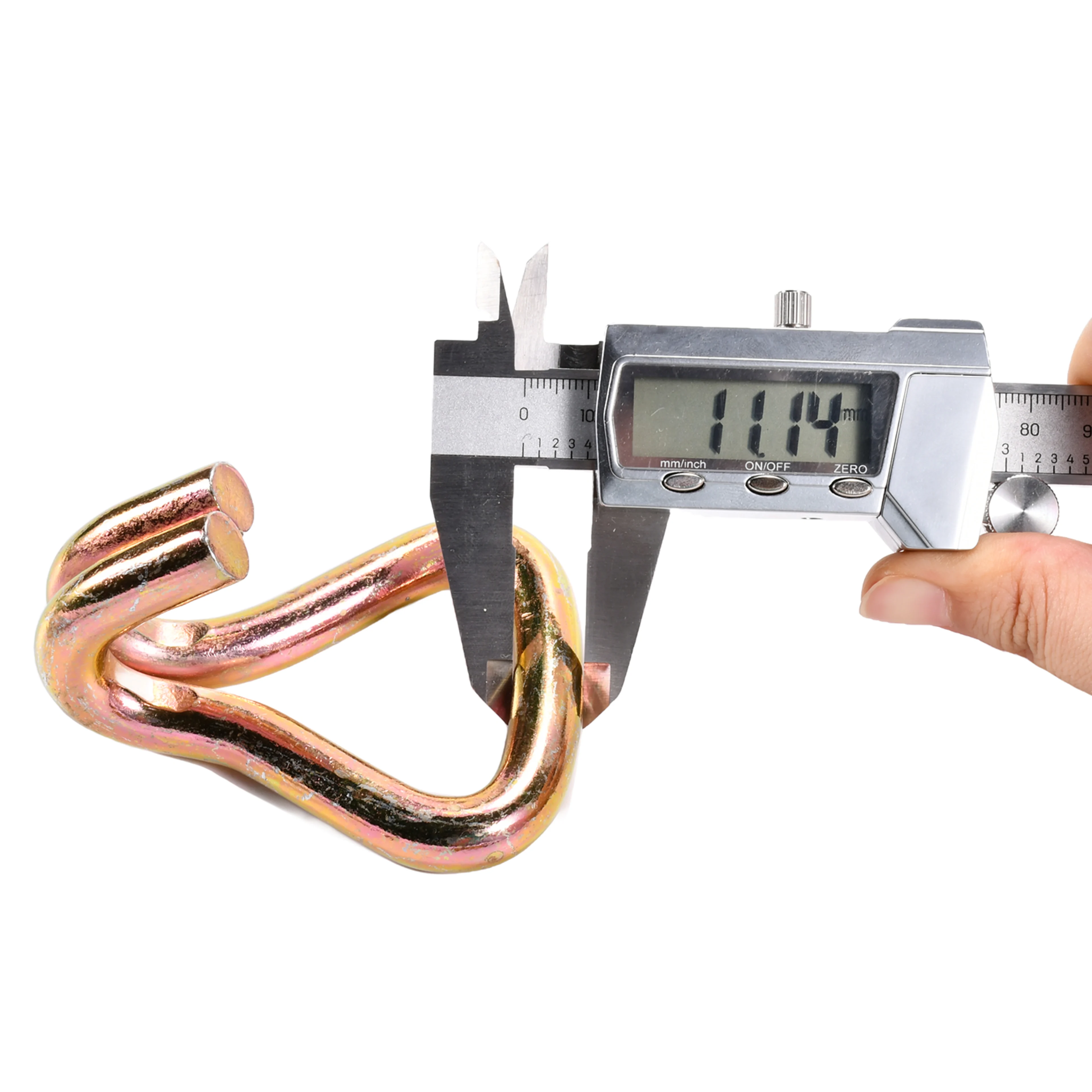 Gancho Doble J de 50mm de Alta Resistencia, galvanizado en amarillo - 5000 kg Resistencia