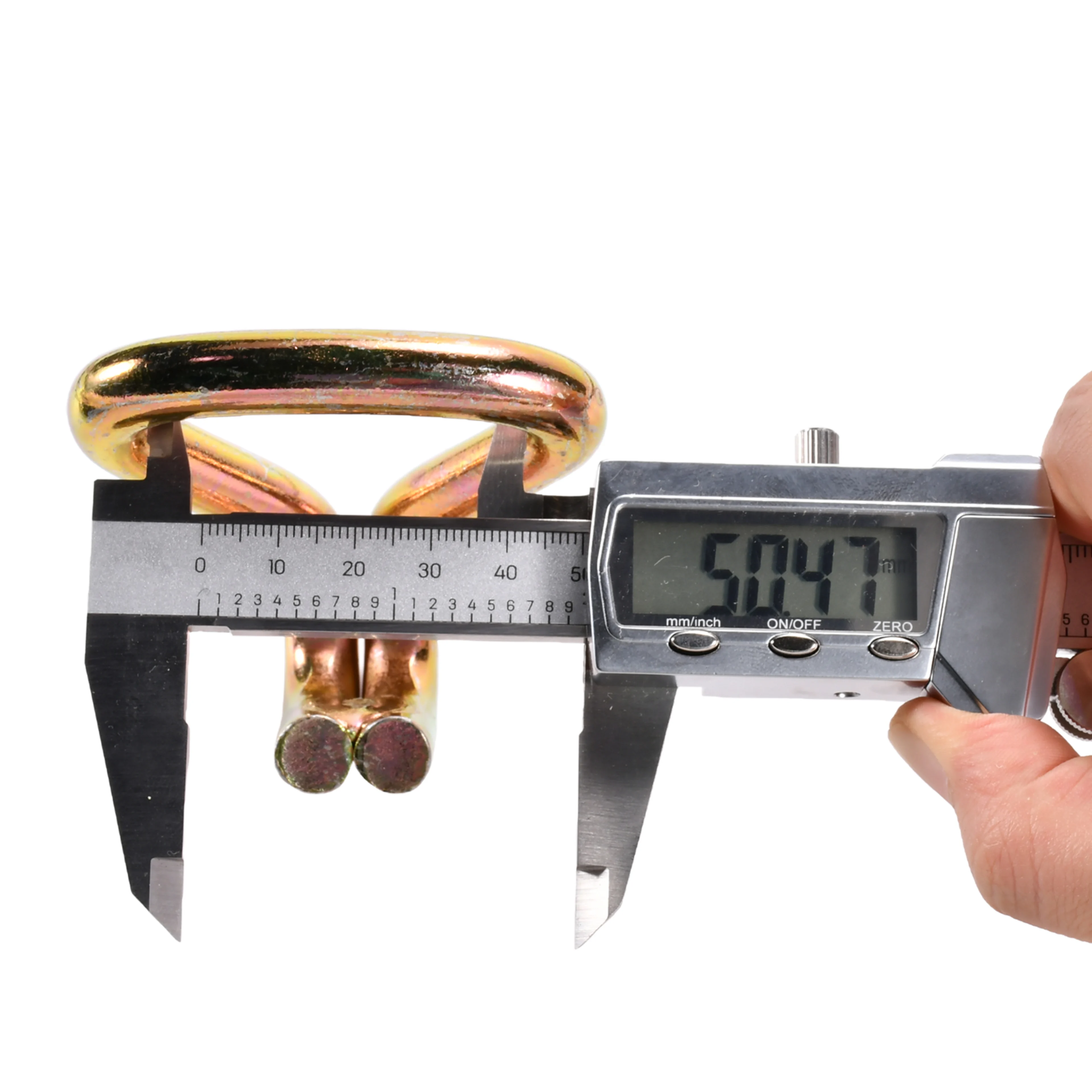 Gancho Doble J de 50mm de Alta Resistencia, galvanizado en amarillo - 5000 kg Resistencia