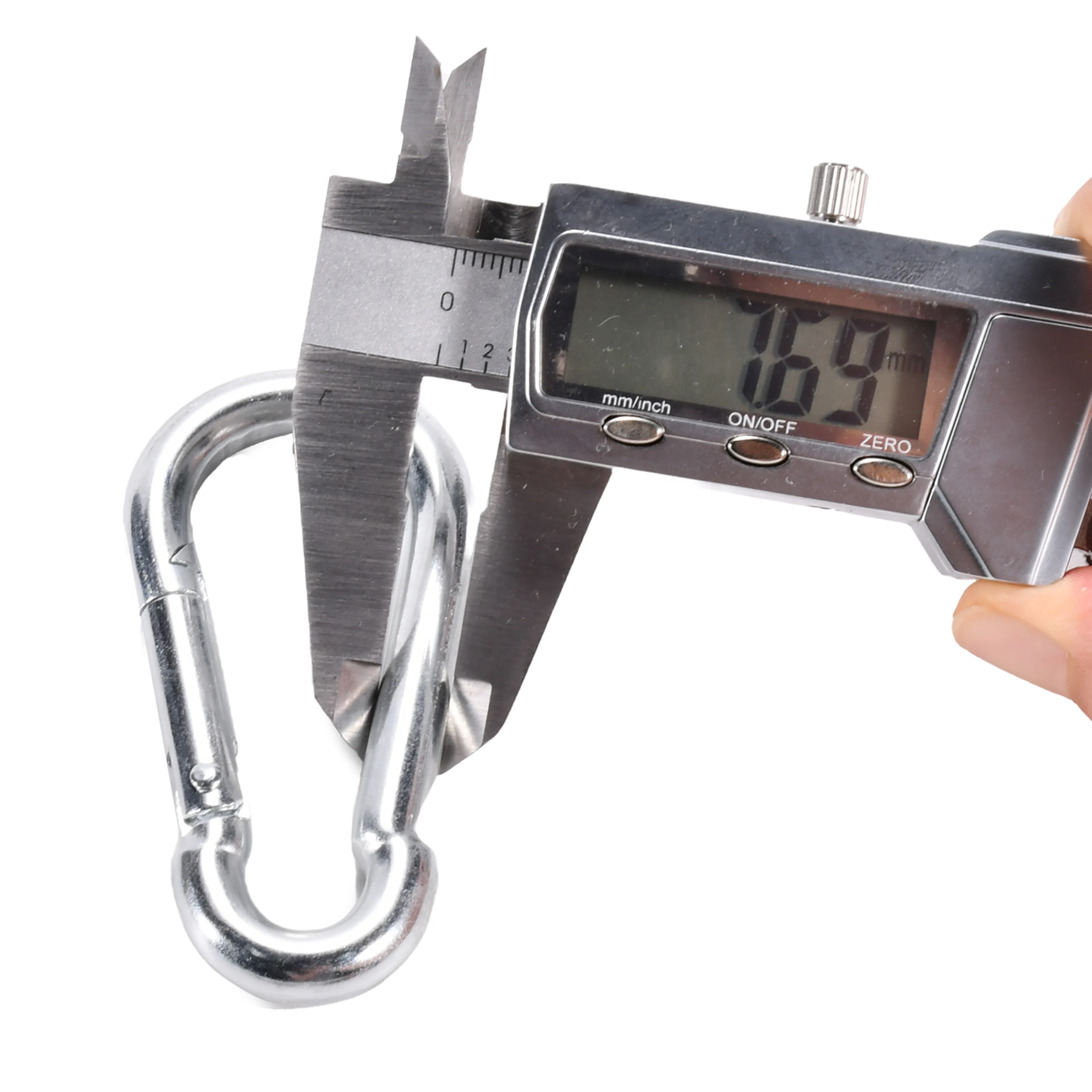 M8 Zinc-Plated Snap Hook Carabiner - 1200 lbs. BS