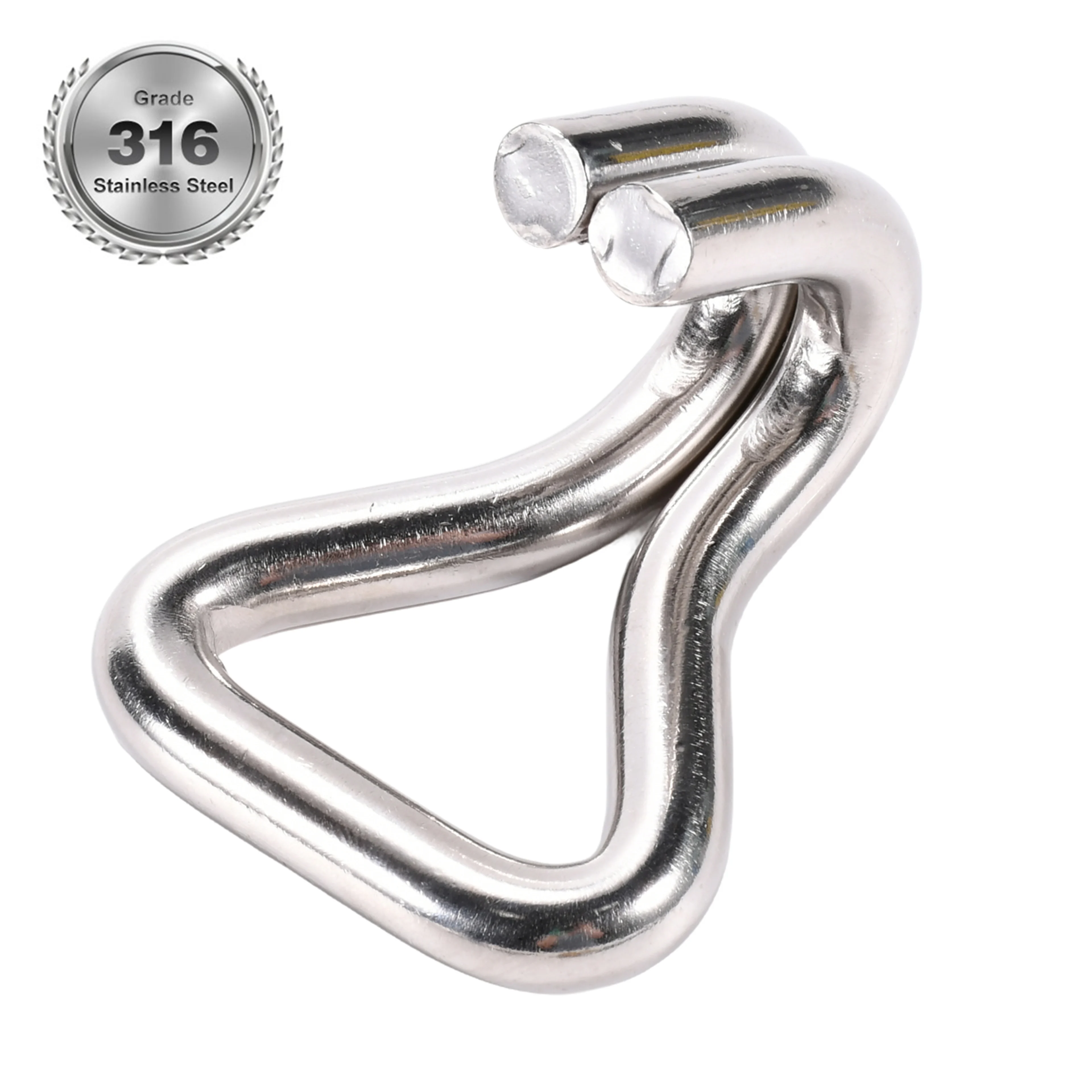 38mm 316 Stainless Steel Double J Hook - 2000kg BS