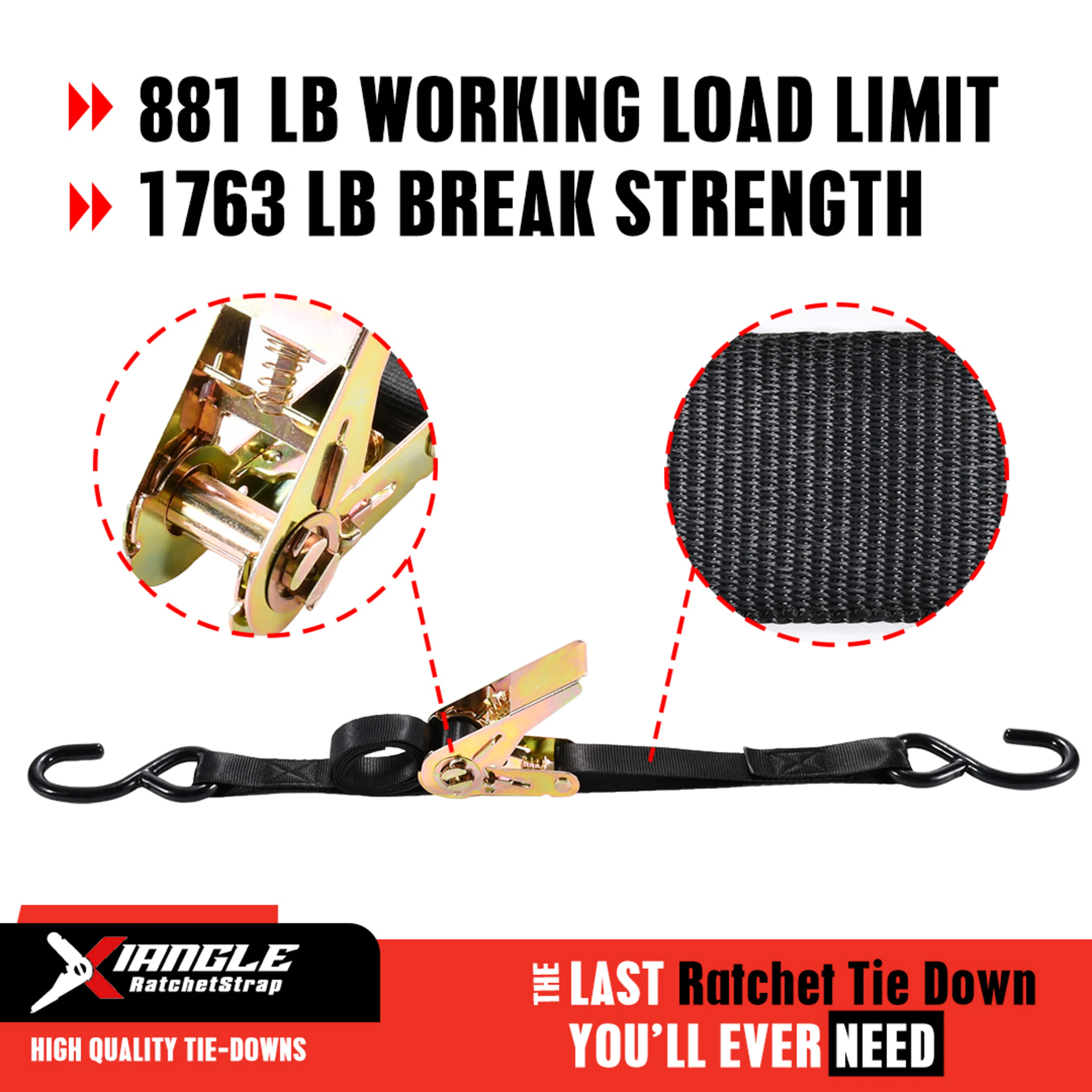 Correa de trinquete galvanizada 25mm con Ganchos S - 800 kg Resistencia