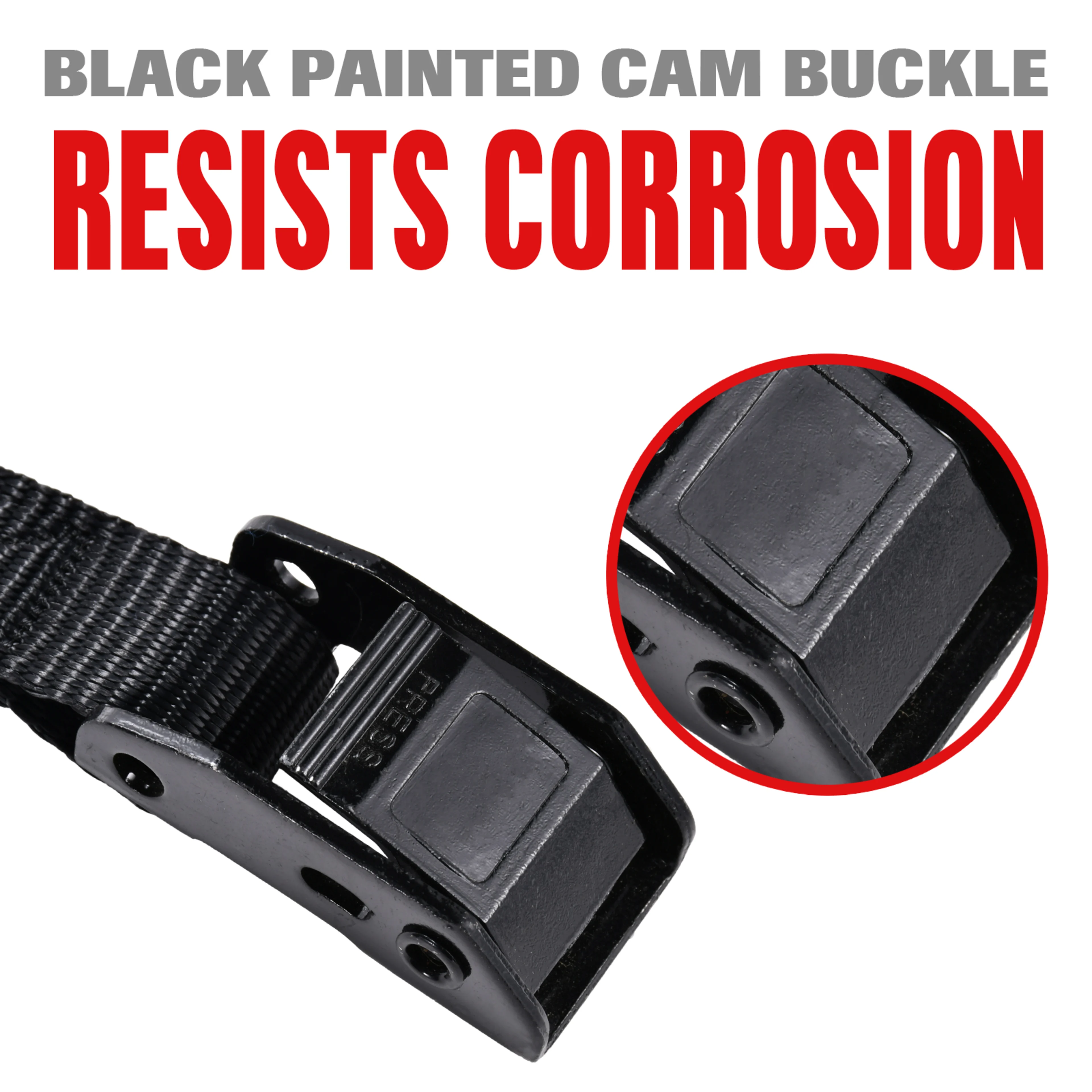 1" Black Plated Utility Style Cam Buckle Endless Tie Down Strap - 1200 lbs. BS