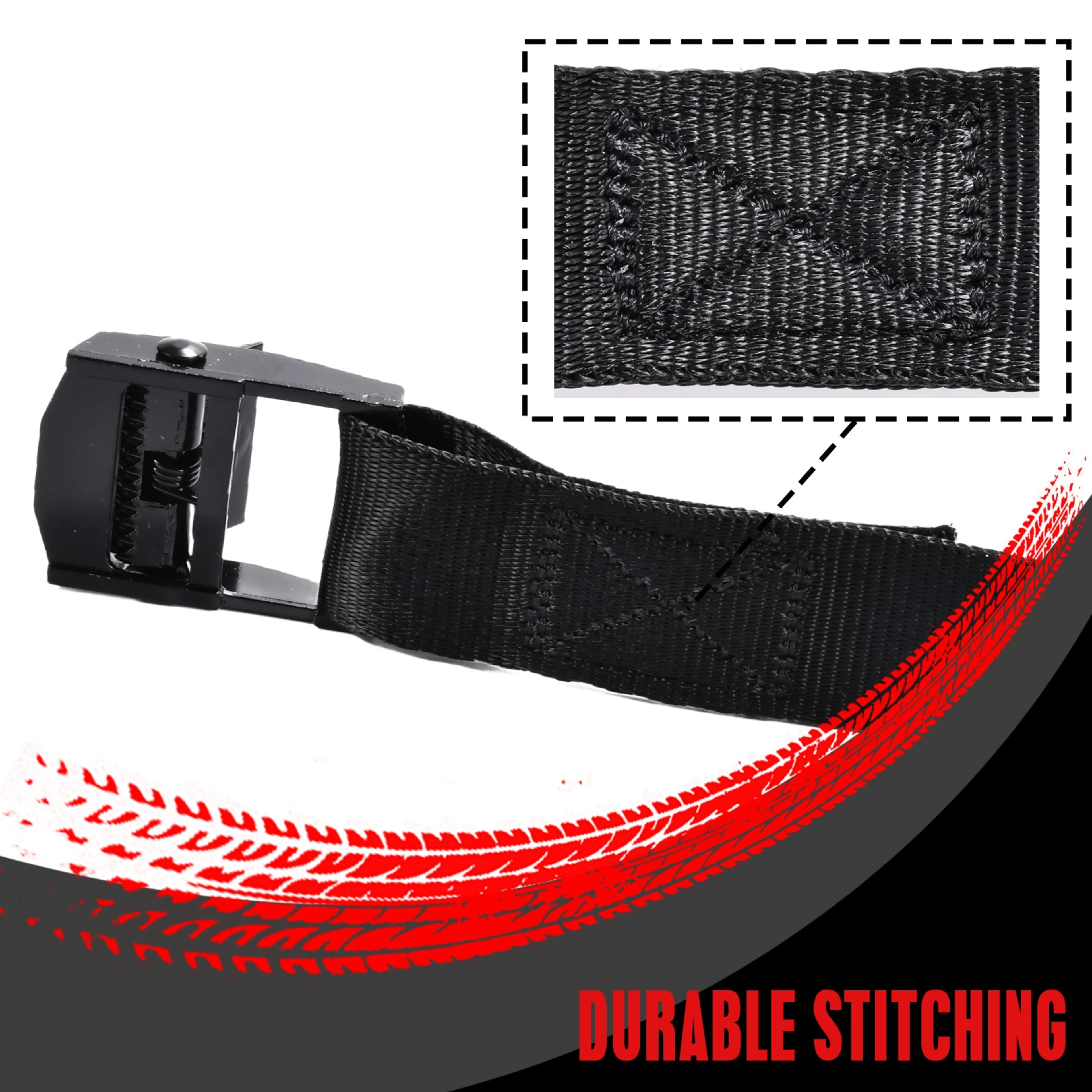 Correa de amarre sin fin con hebilla de leva de 25mm, acabado negro - LC 250 daN