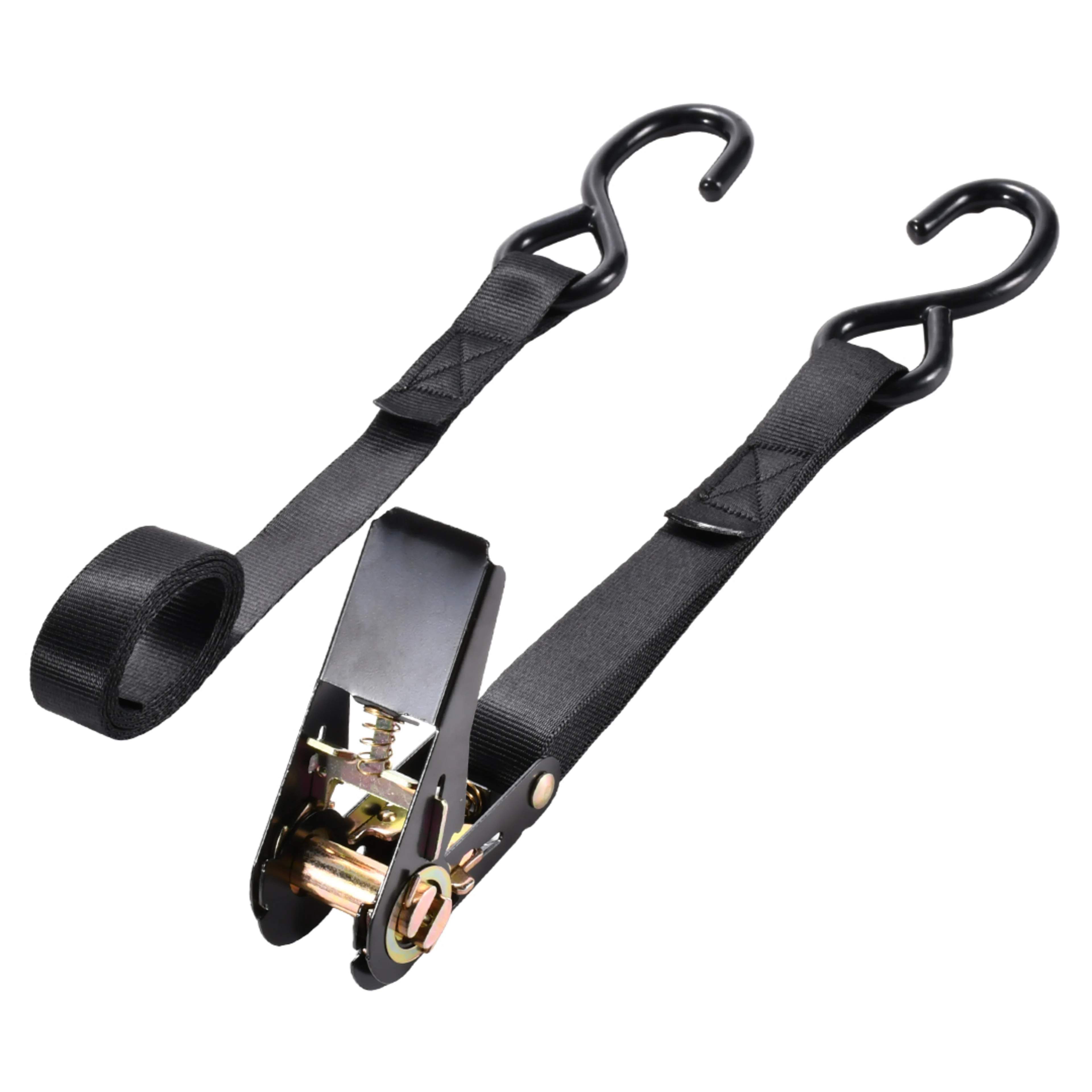 25mm Black Plated Ratchet Strap, S-Hook - 800kg BS