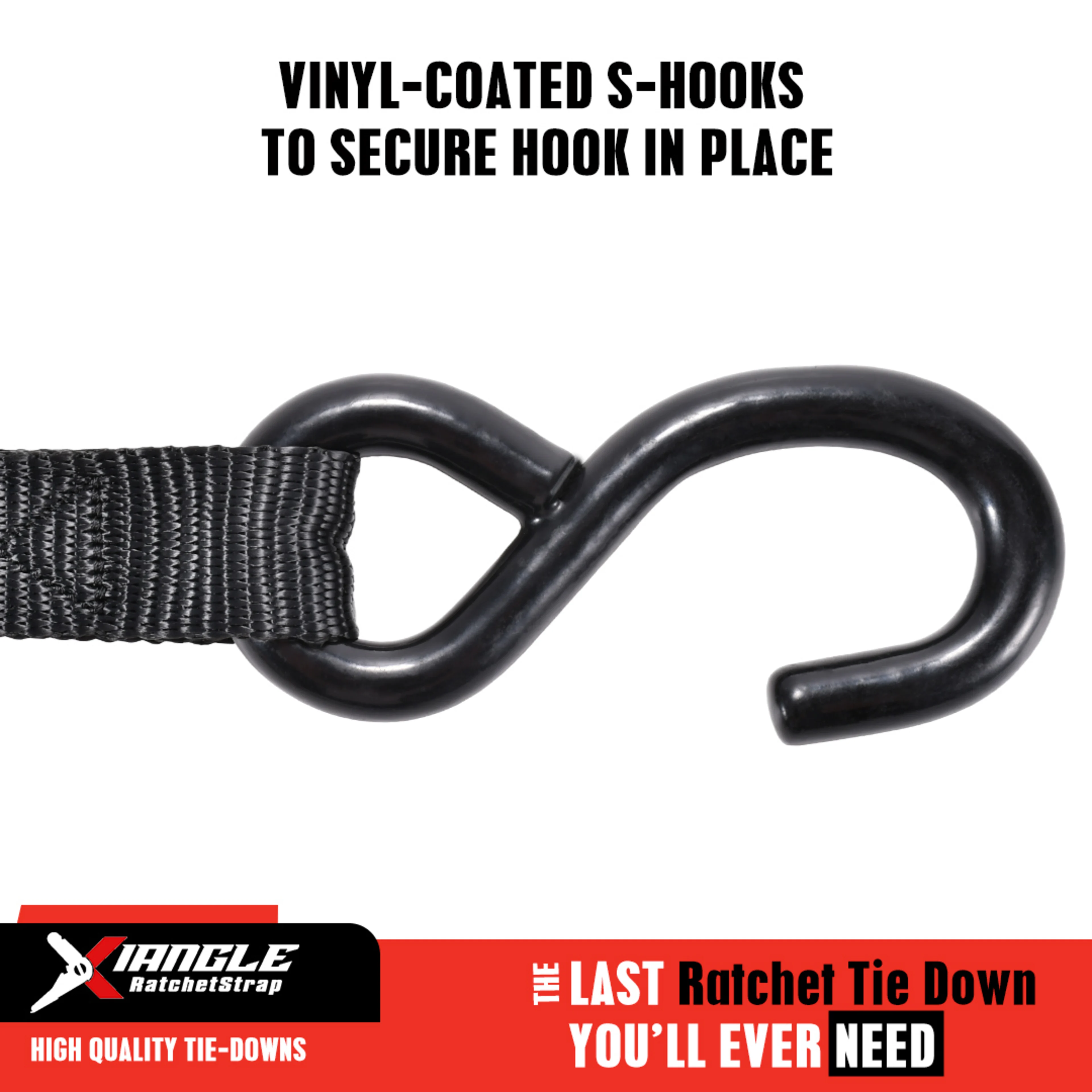 1-1/16" Heavy-Duty Ratchet Strap with S-Hooks - 3306 lbs. BS