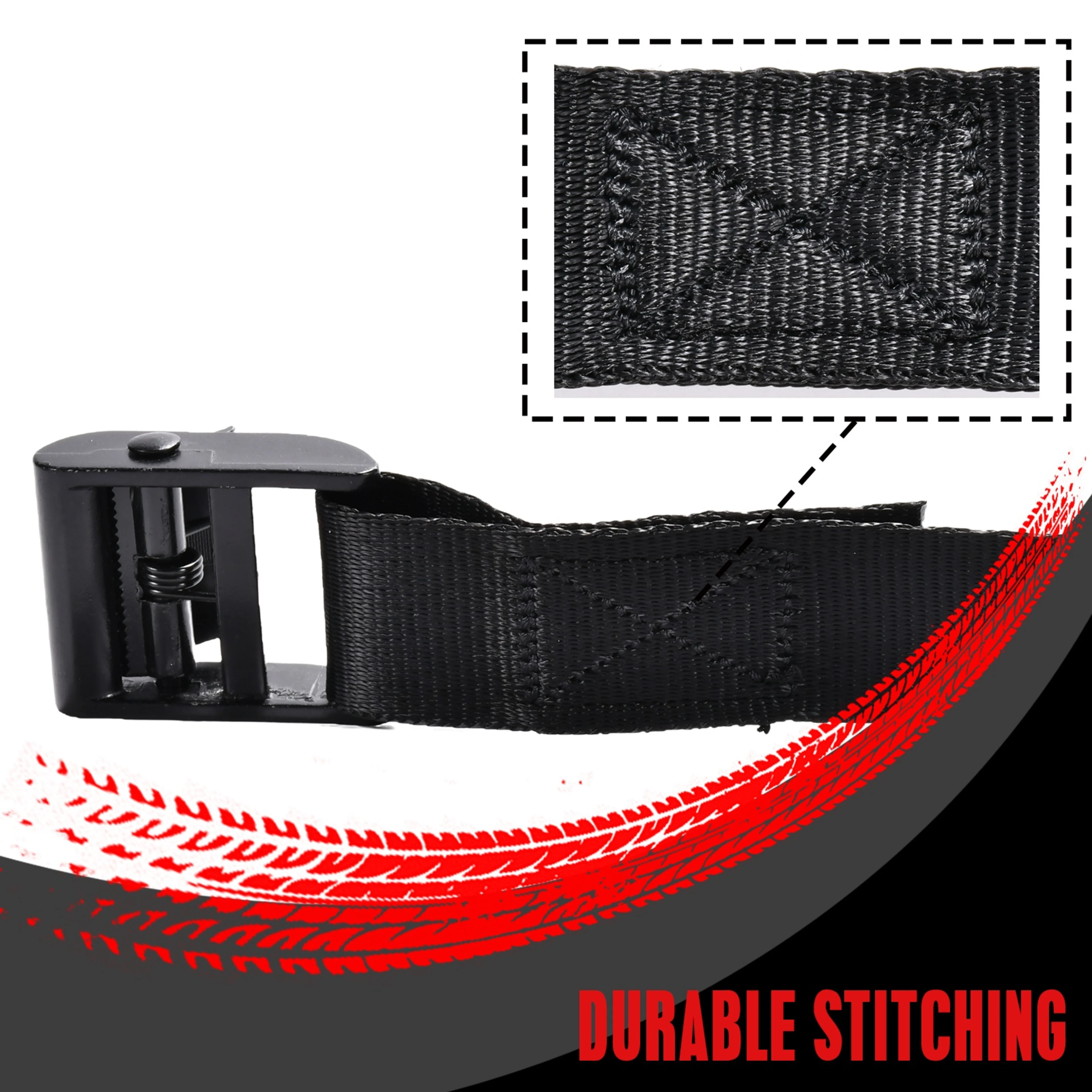 Correa sin fin con hebilla de leva de 25mm, acabado negro - LC 350 daN