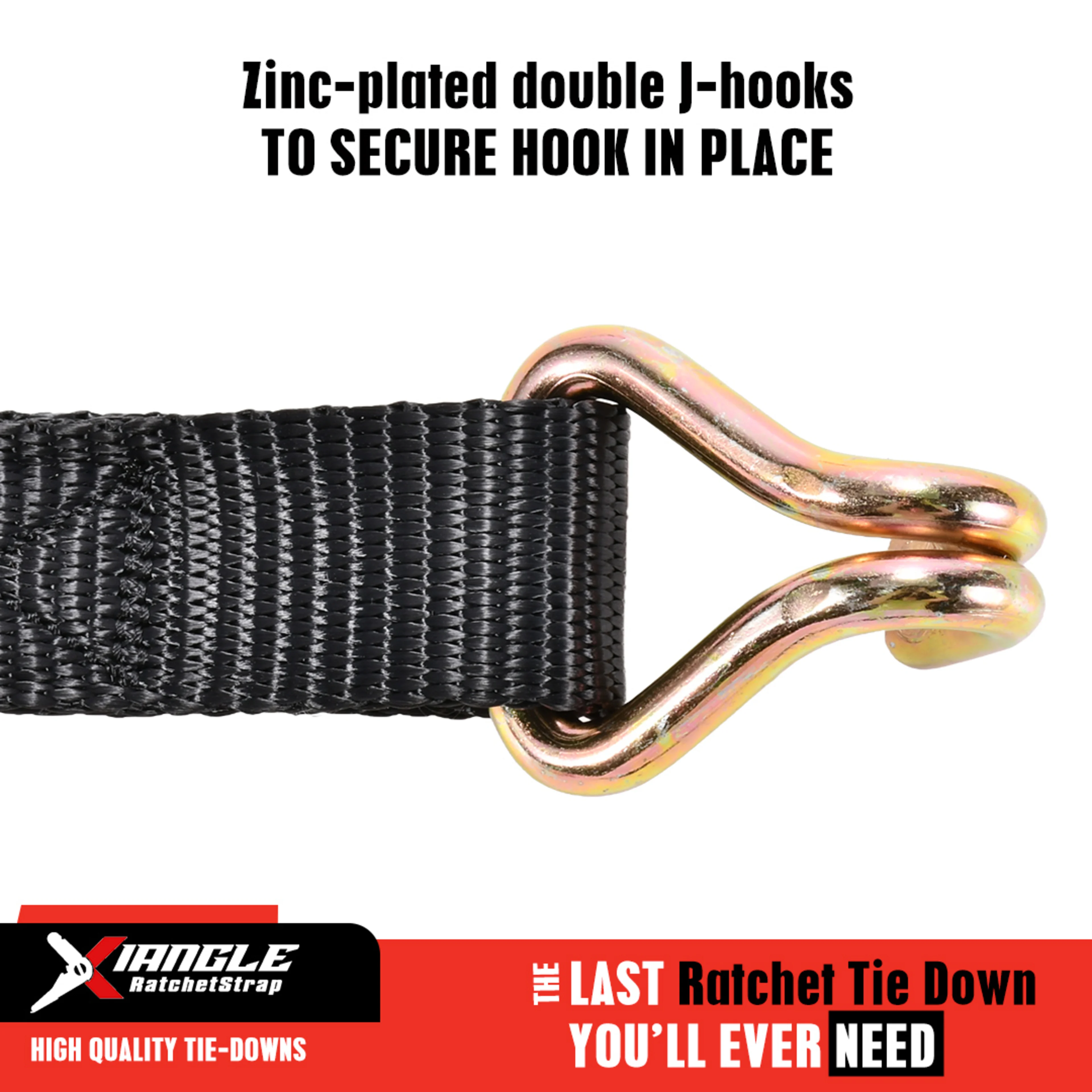 Correa de trinquete de 27mm con ganchos Doble J - 1500 kg Resistencia
