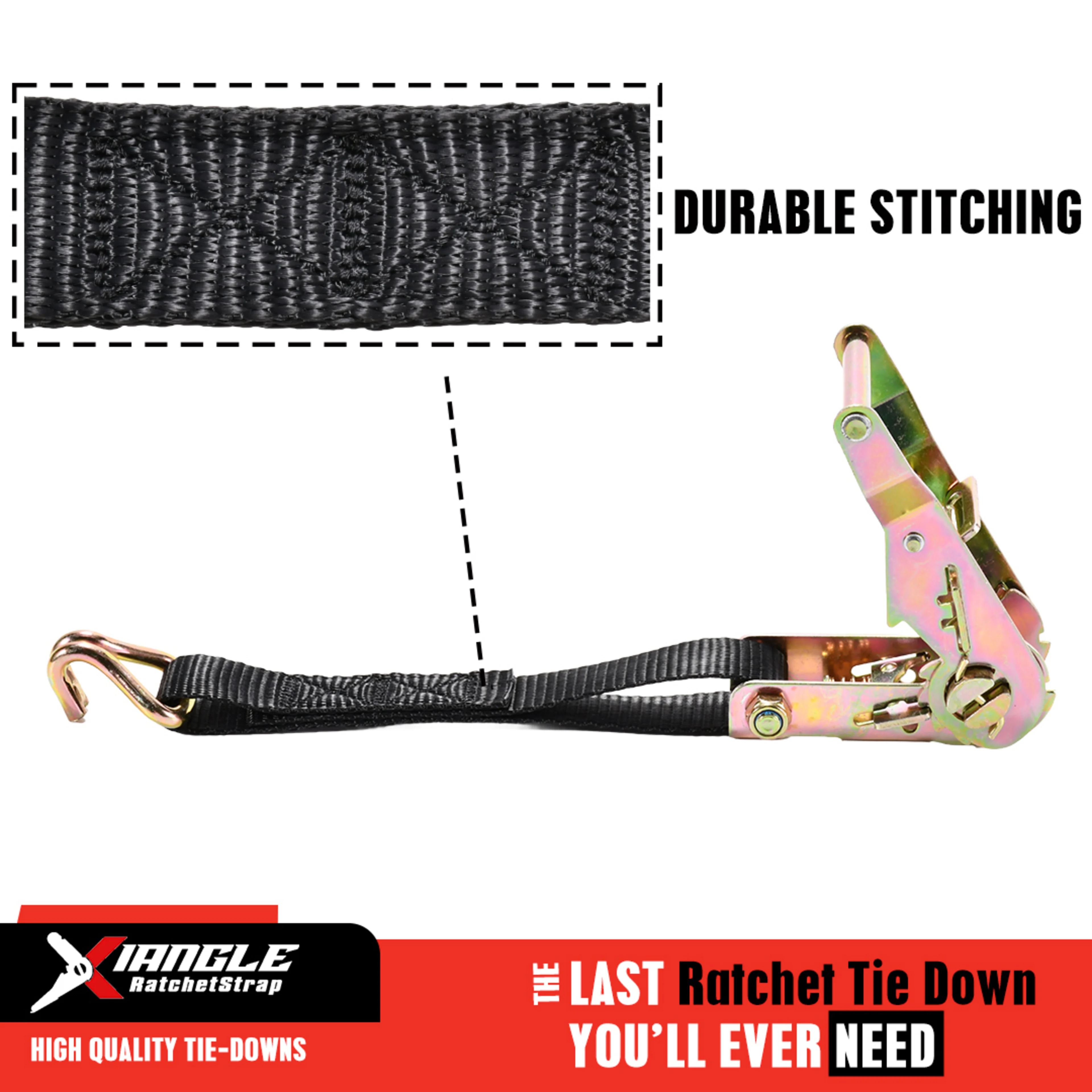 Correa de trinquete de 27mm con ganchos Doble J - 1500 kg Resistencia