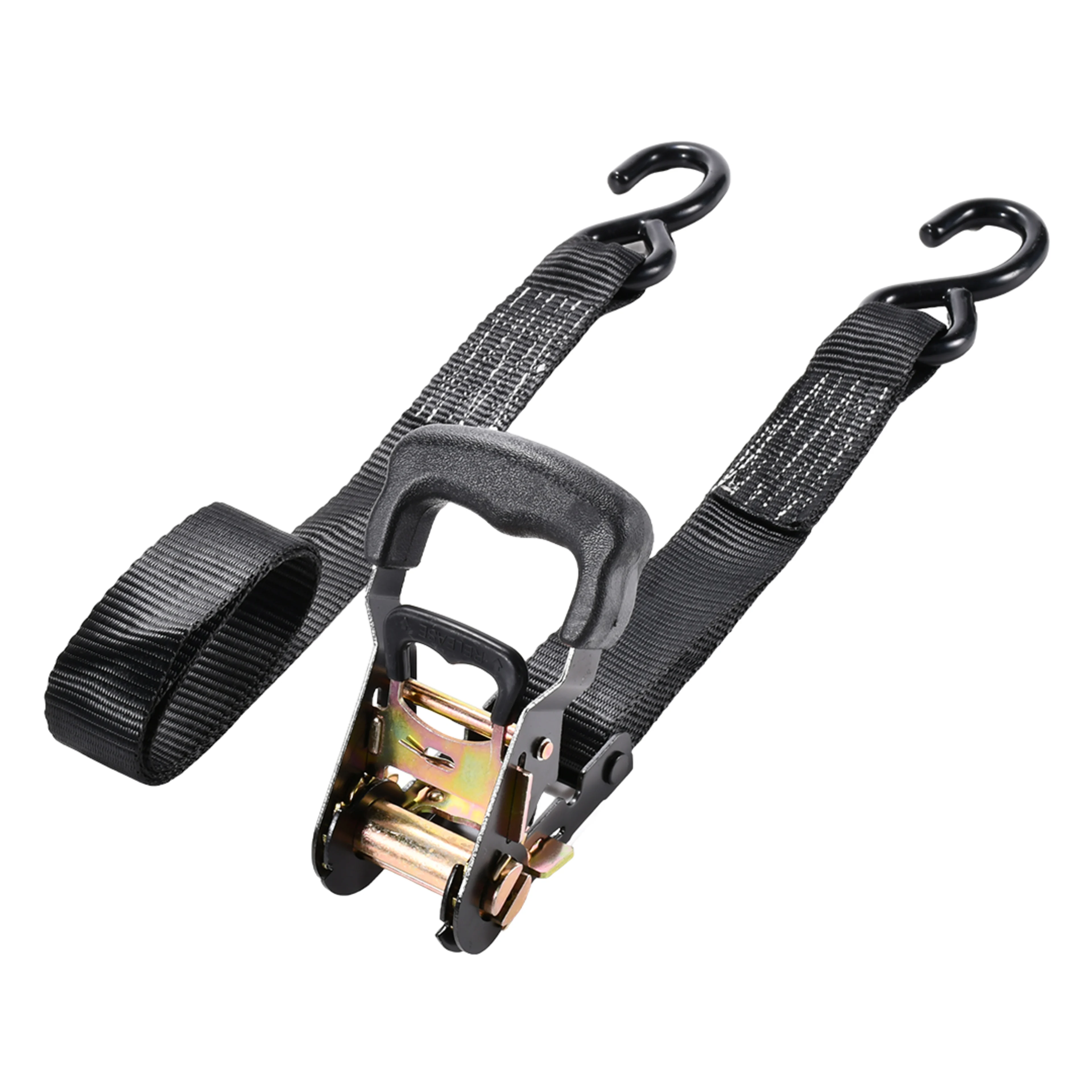 38mm Heavy-Duty Rubber Handle Ratchet Strap, S-Hooks - 2000kg BS