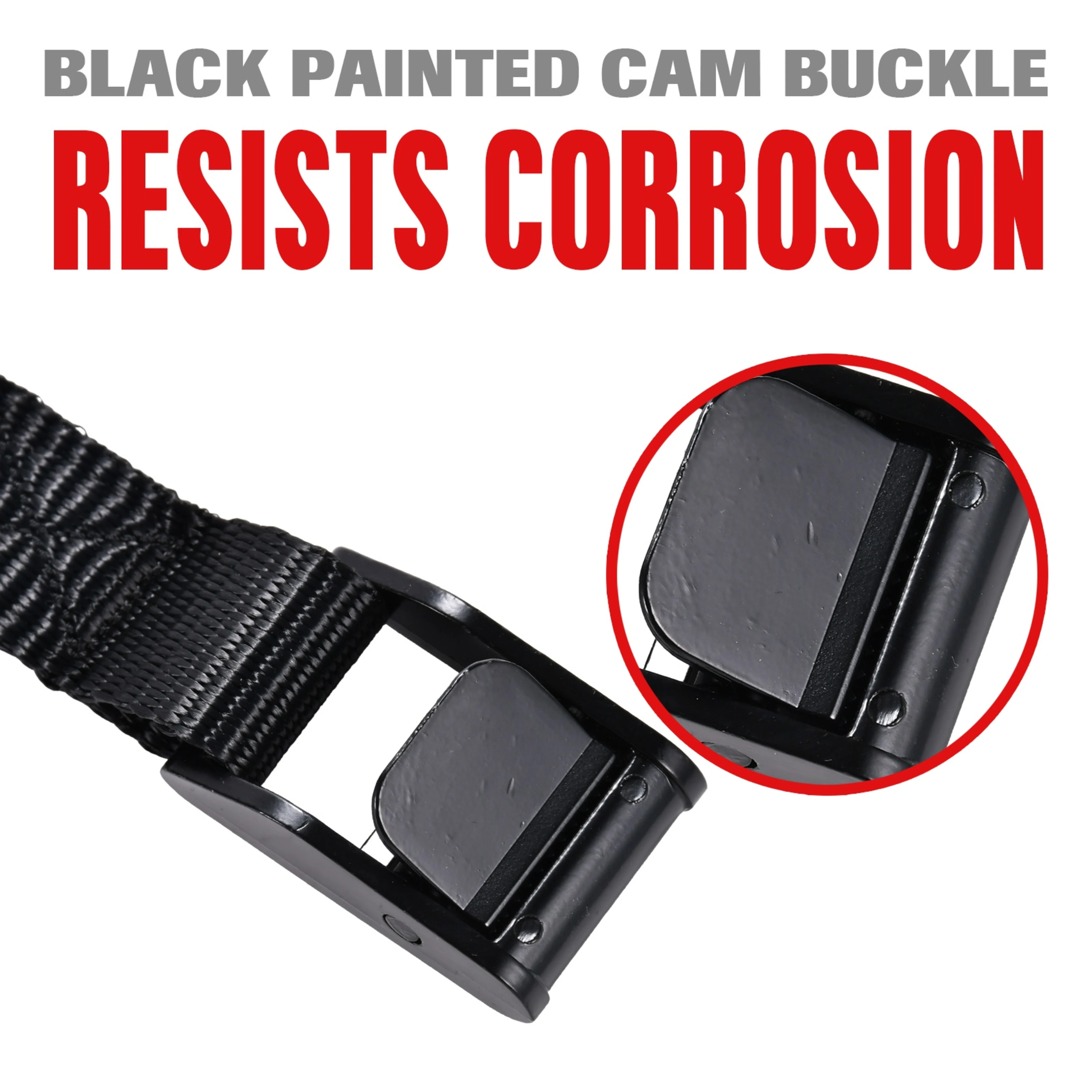 1" Black Plated Cinch Style Cam Buckle Endless Tie Down Strap - 1102 lbs. BS