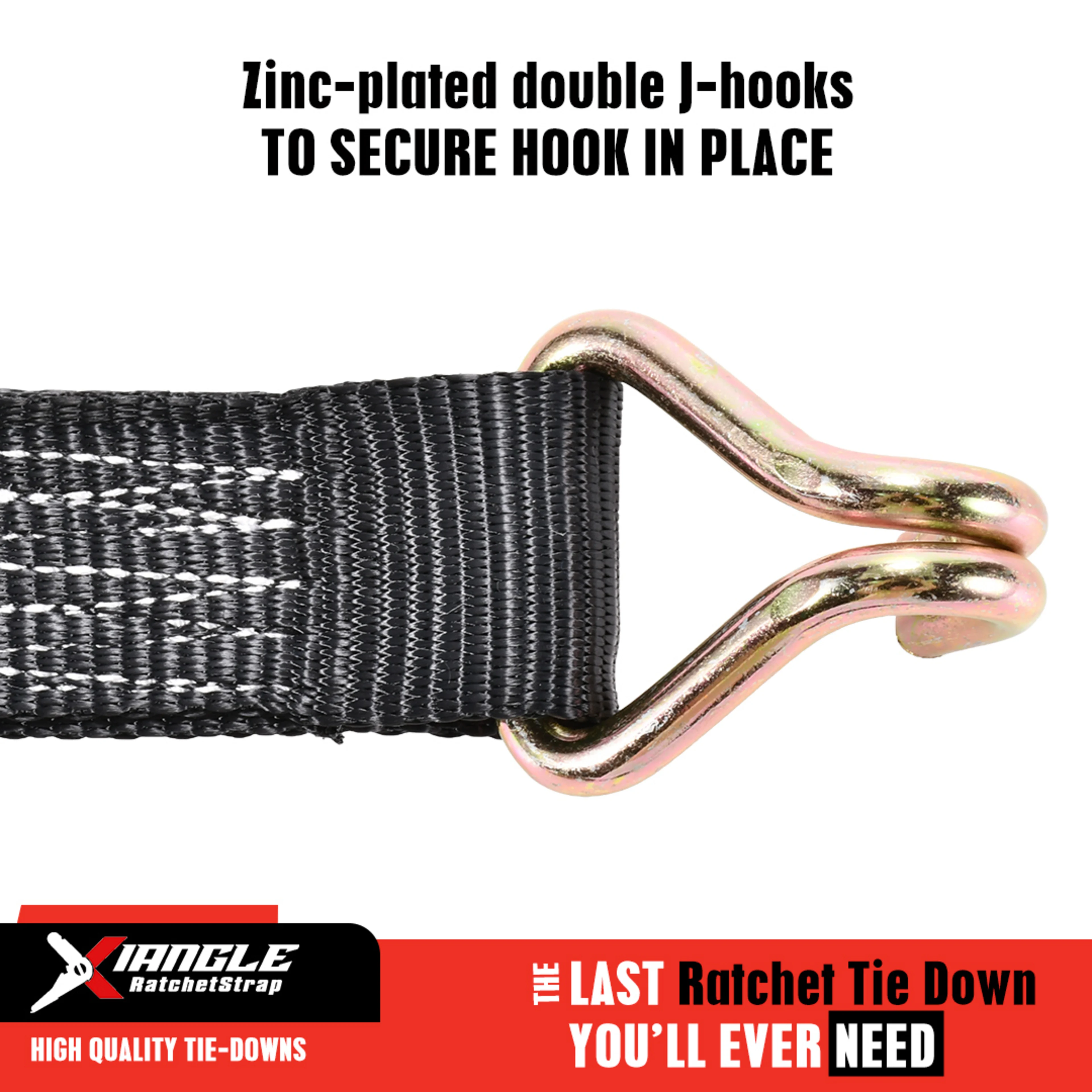 1.5" Short Wide Handle Ratchet Strap, Double J-Hook - 4409 lbs. BS