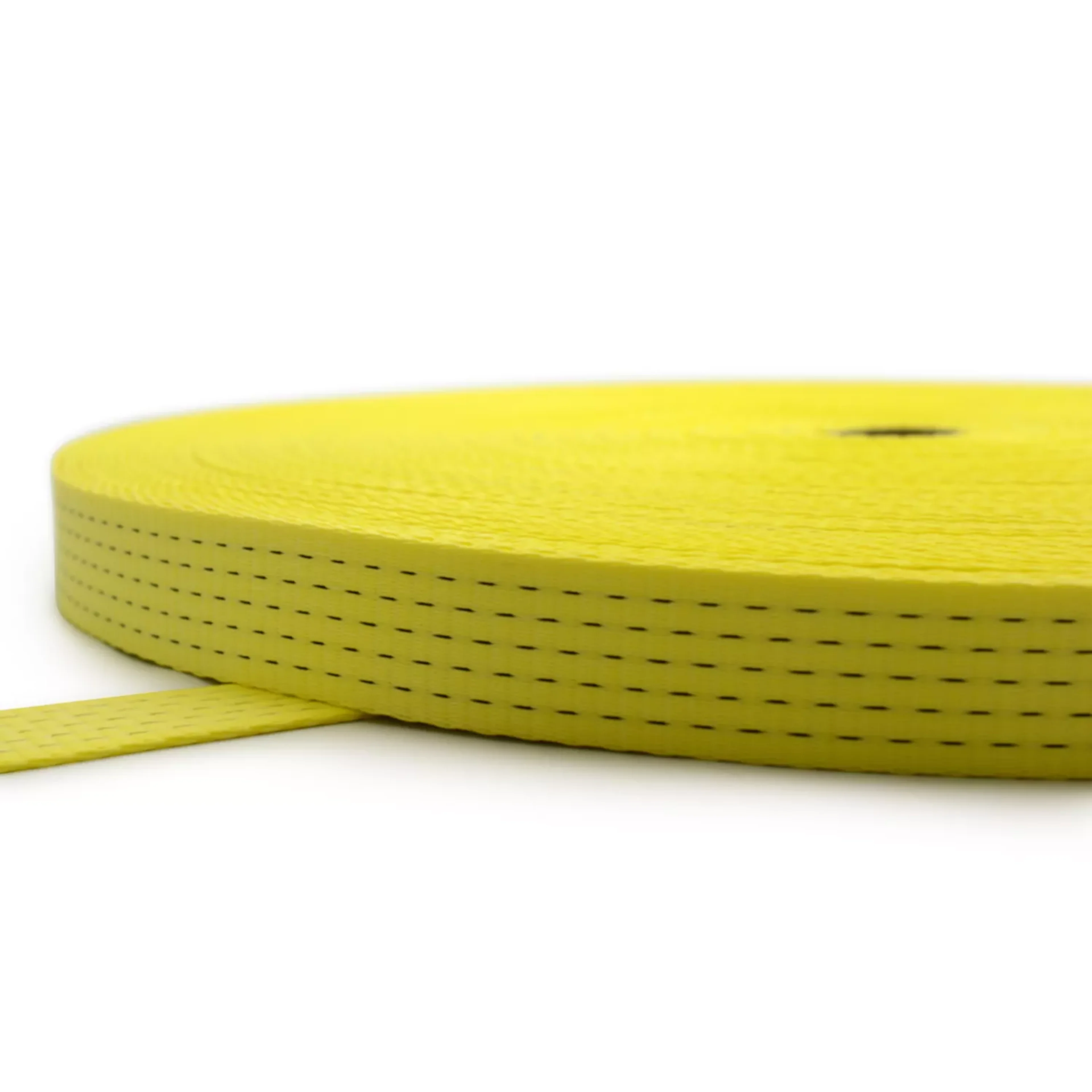 50mm UV Resistant Polyester Webbing Yellow 5 Stripes - 5000kg BS