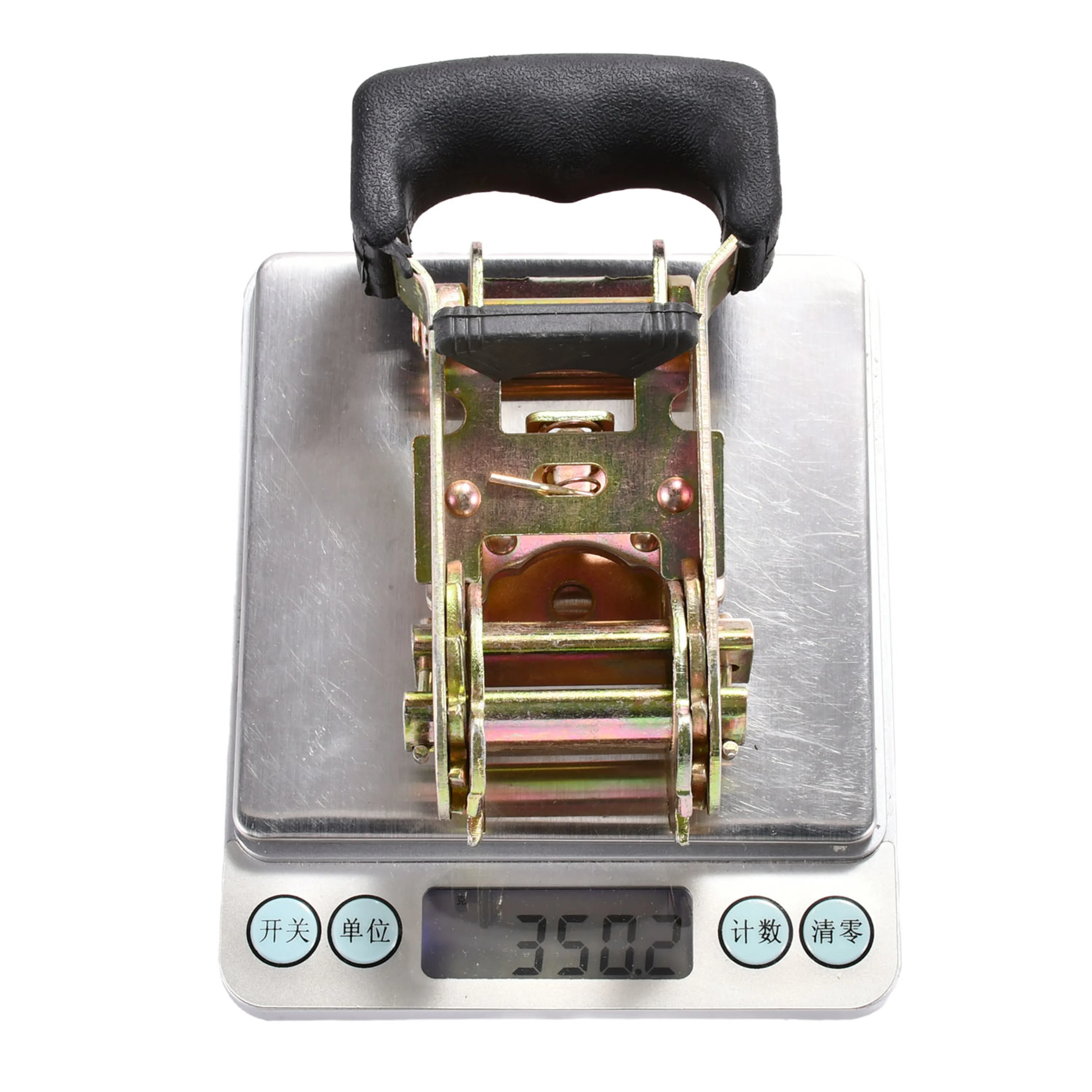 1-1/16" Yellow Zinc Chromate Rubber Handle Ratchet Buckle - 3306 lbs. BS