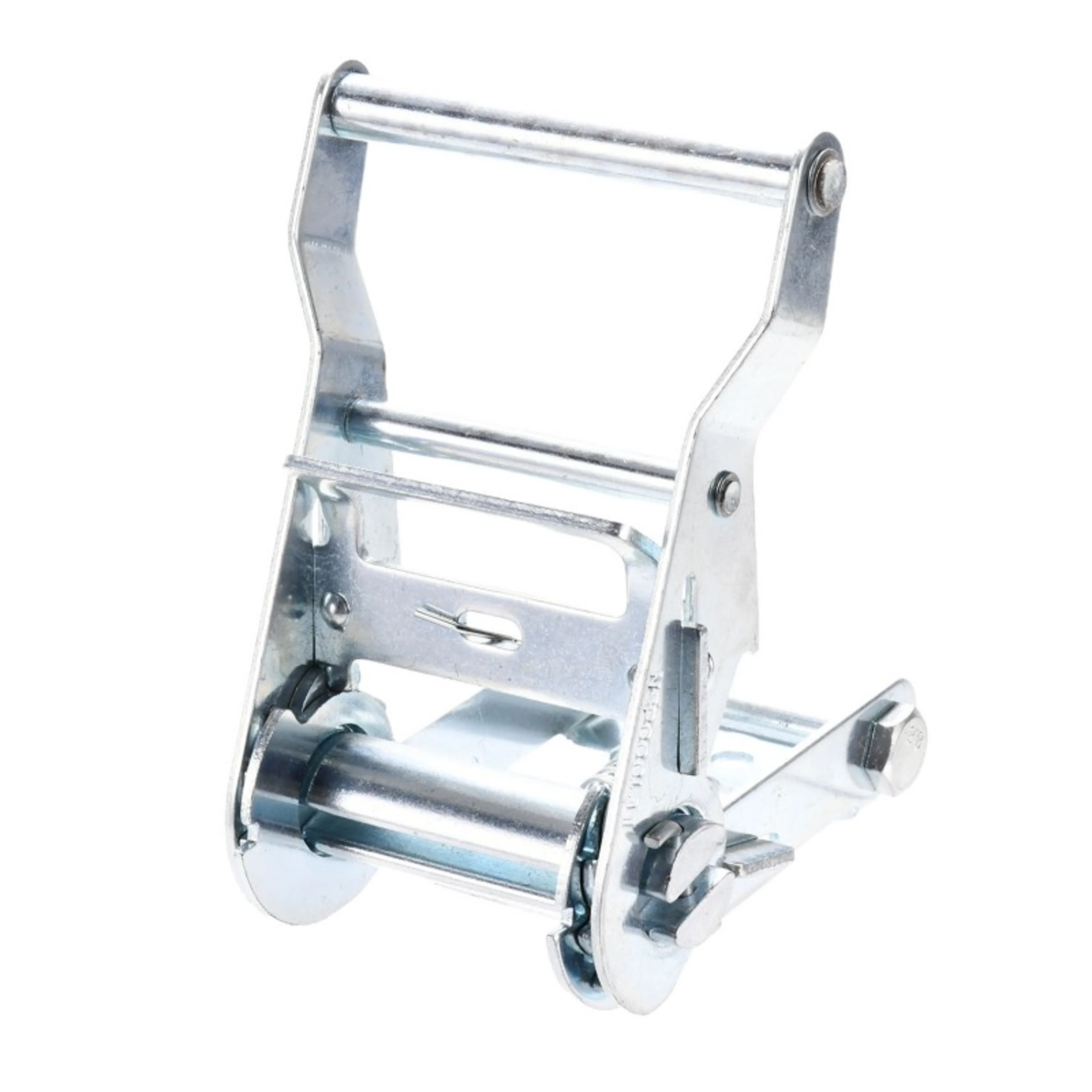 50mm Short Wide Handle White Zinc Plated Ratchet Buckle - 2000kg BS