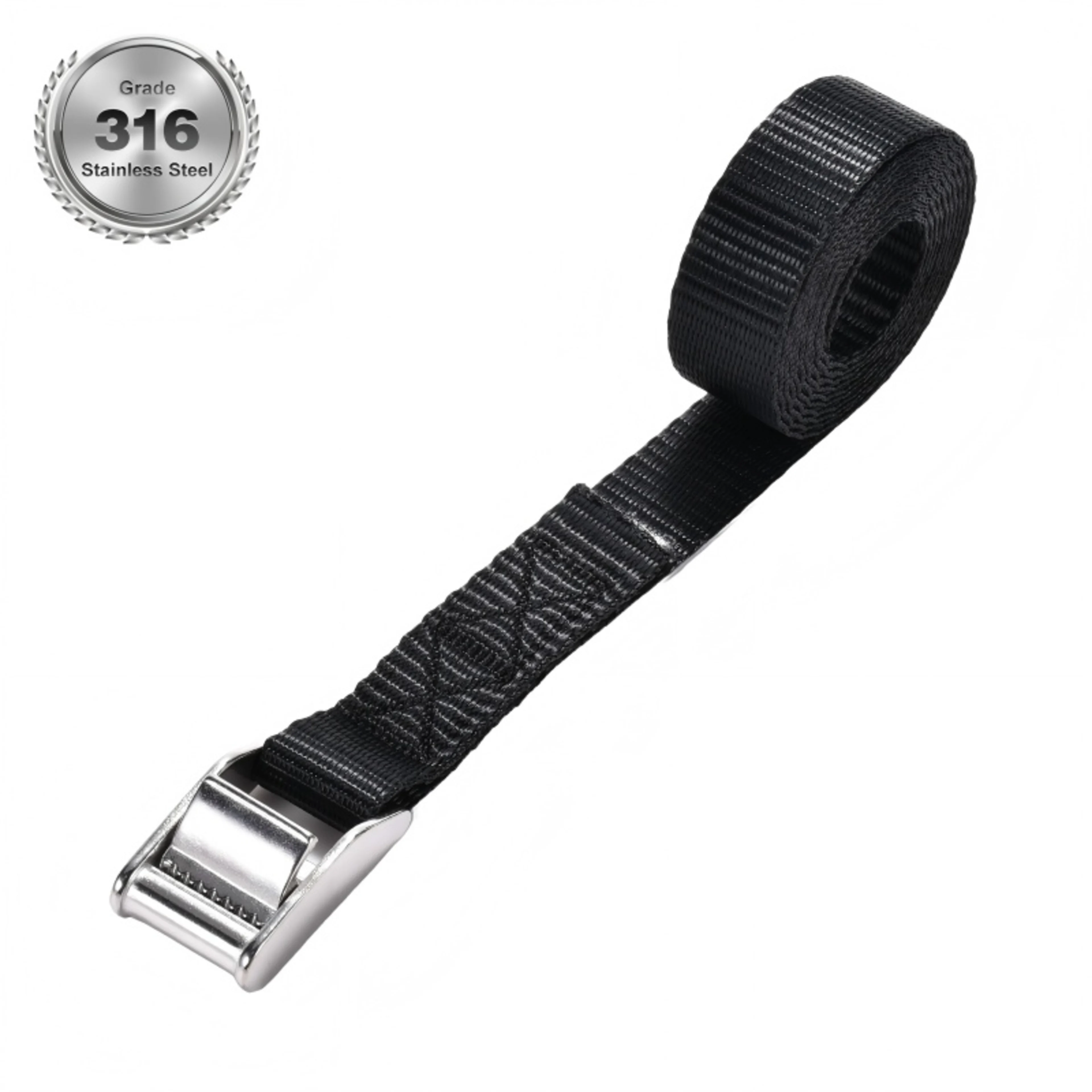 25mm 316 Stainless Steel Cam Buckle Lashing Strap - LC 450 daN