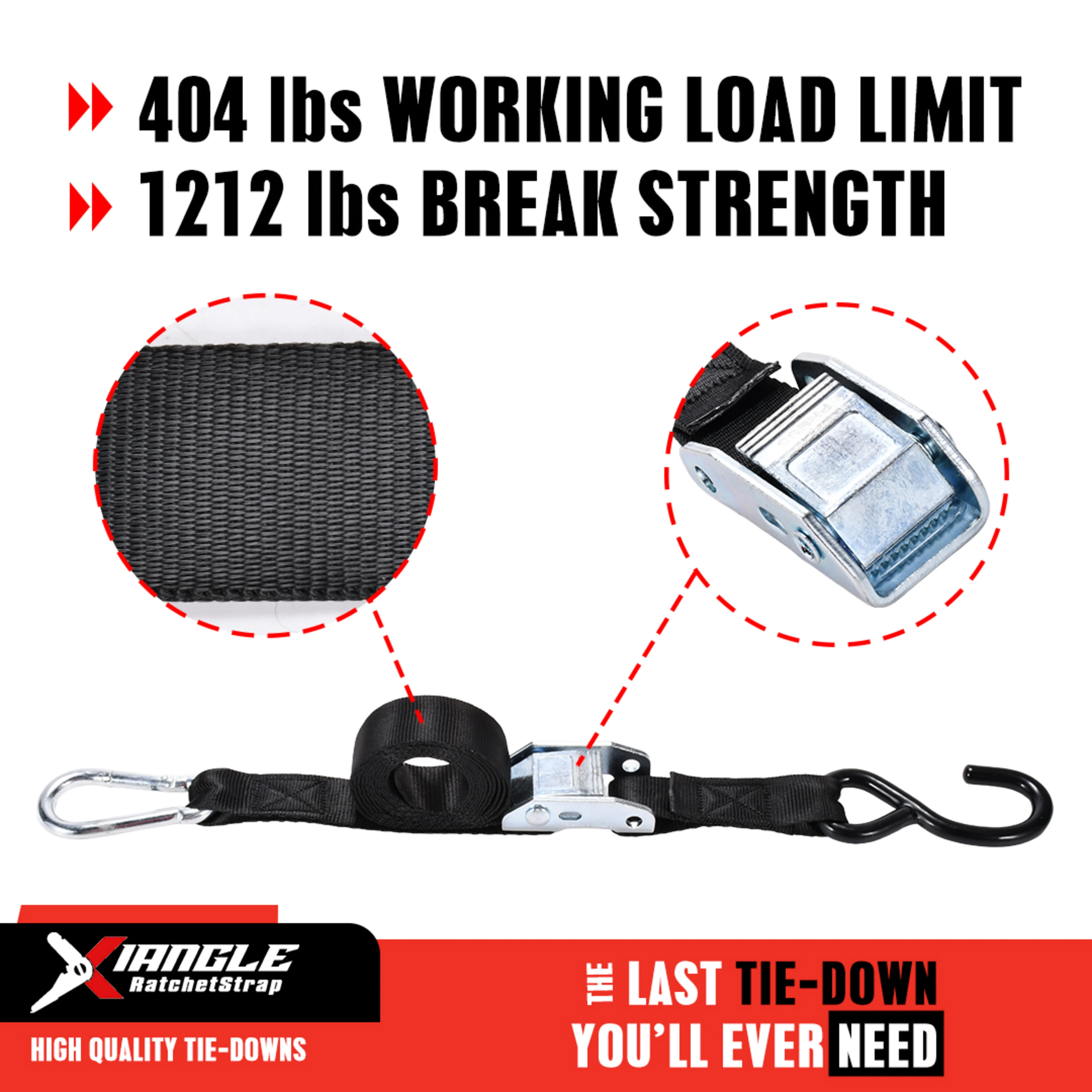 Cinta con Hebilla de Leva y Mosquetón M8, 25mm - 550kg