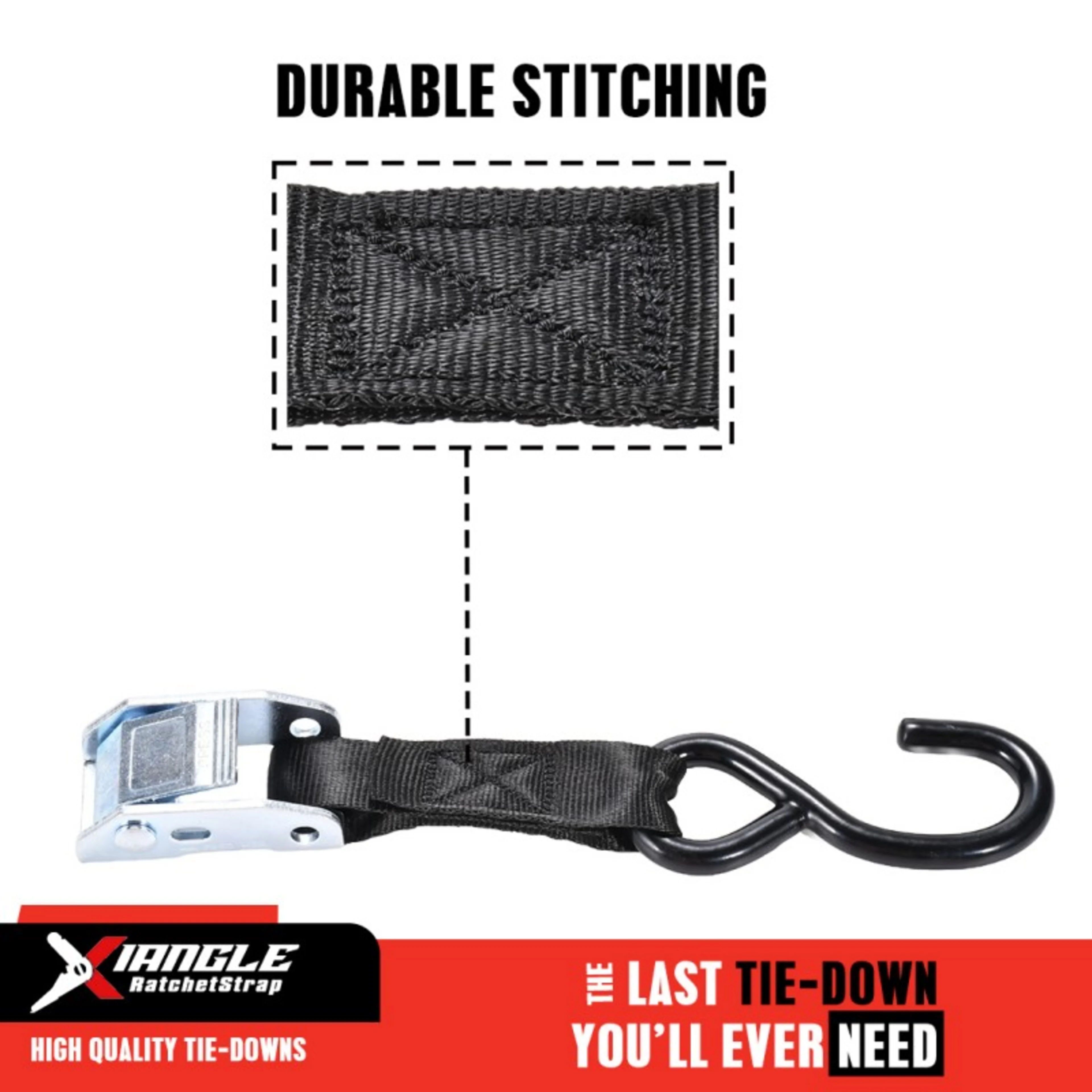 25mm Zurrgurt mit Klemmschloss und kleinem Flachhaken - 550kg