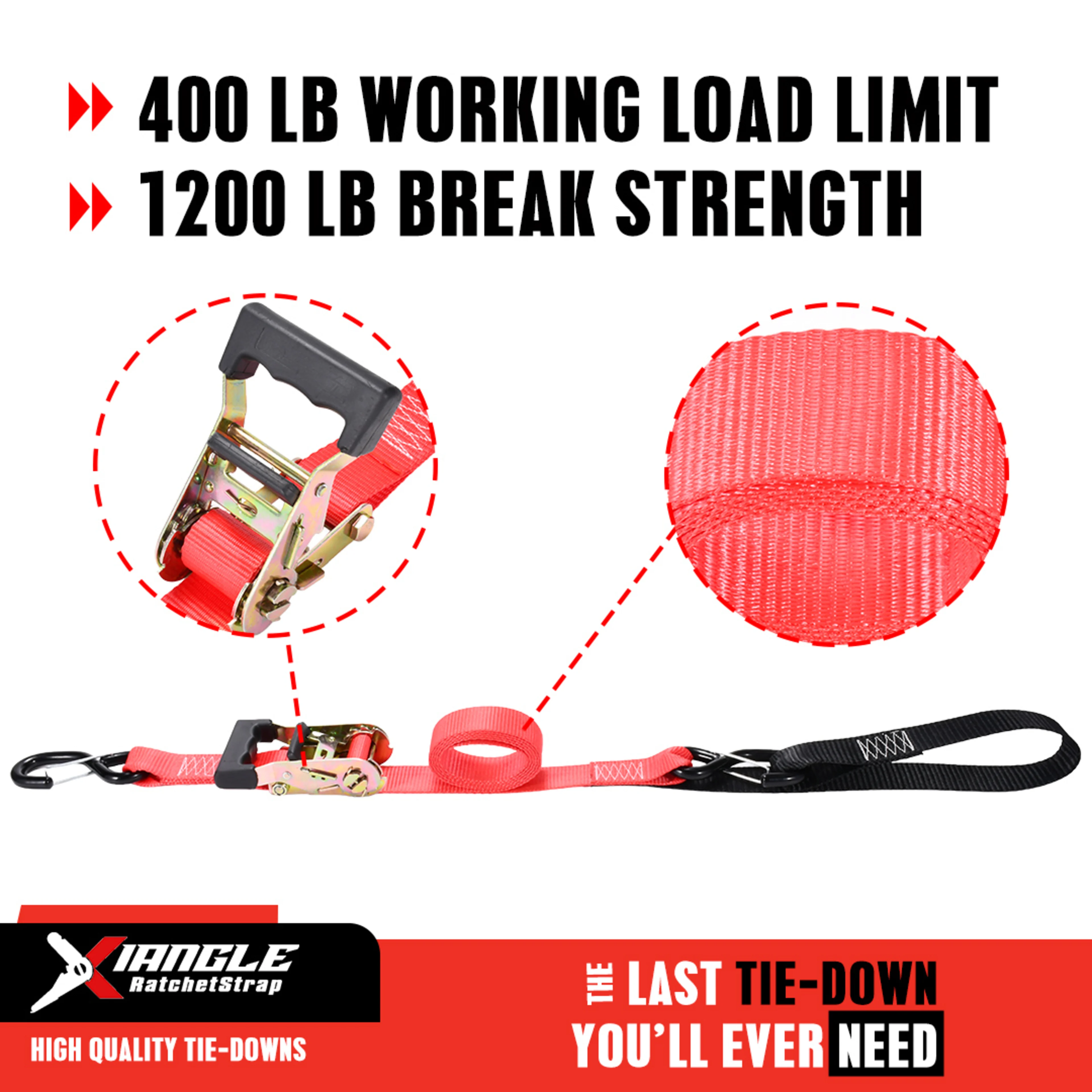 Cinta de Trinquete de 38mm con Lazo Suave y Gancho S con Muelle - 1500kg