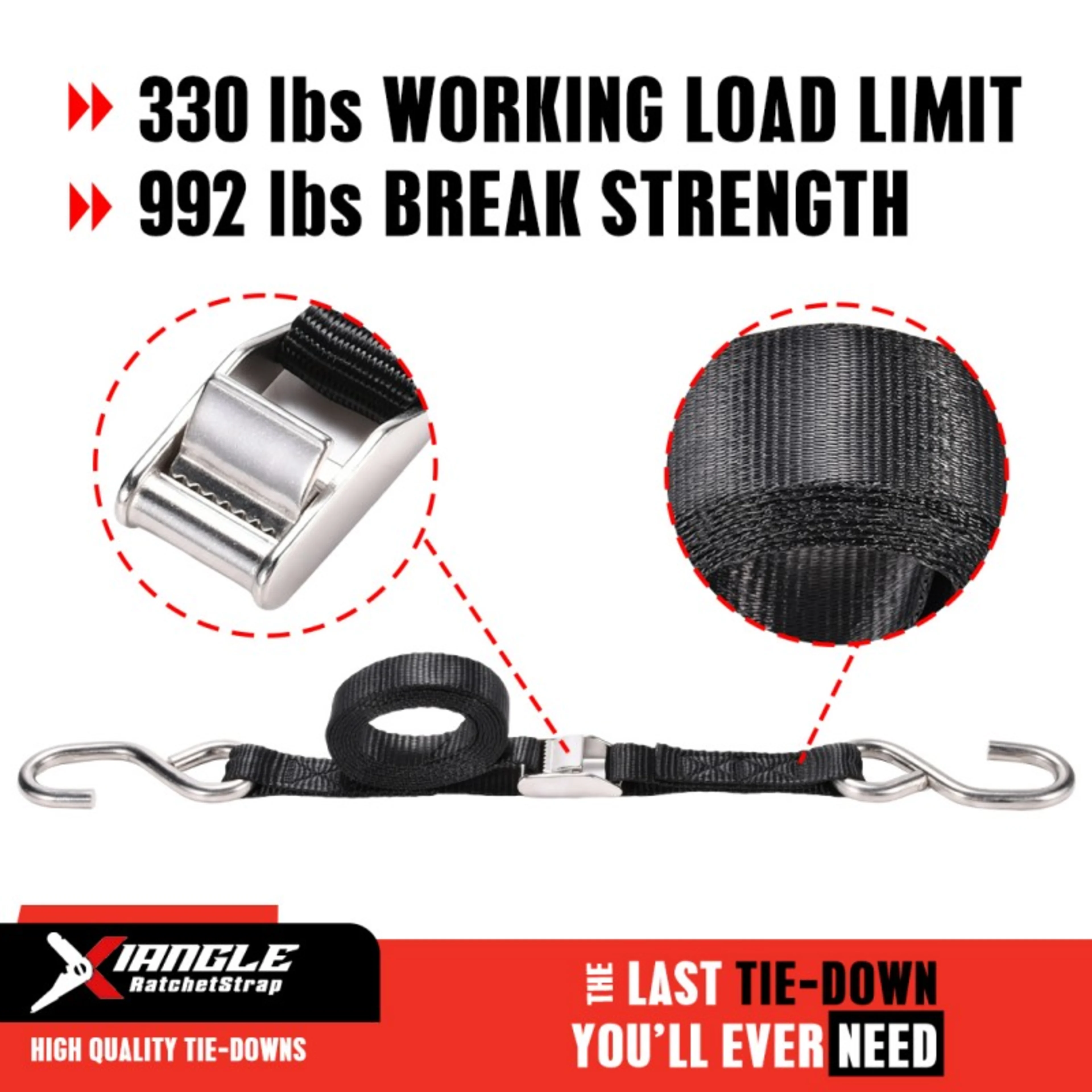 25mm Edelstahl 304 Klemmschlossgurt mit S-Haken - 450kg