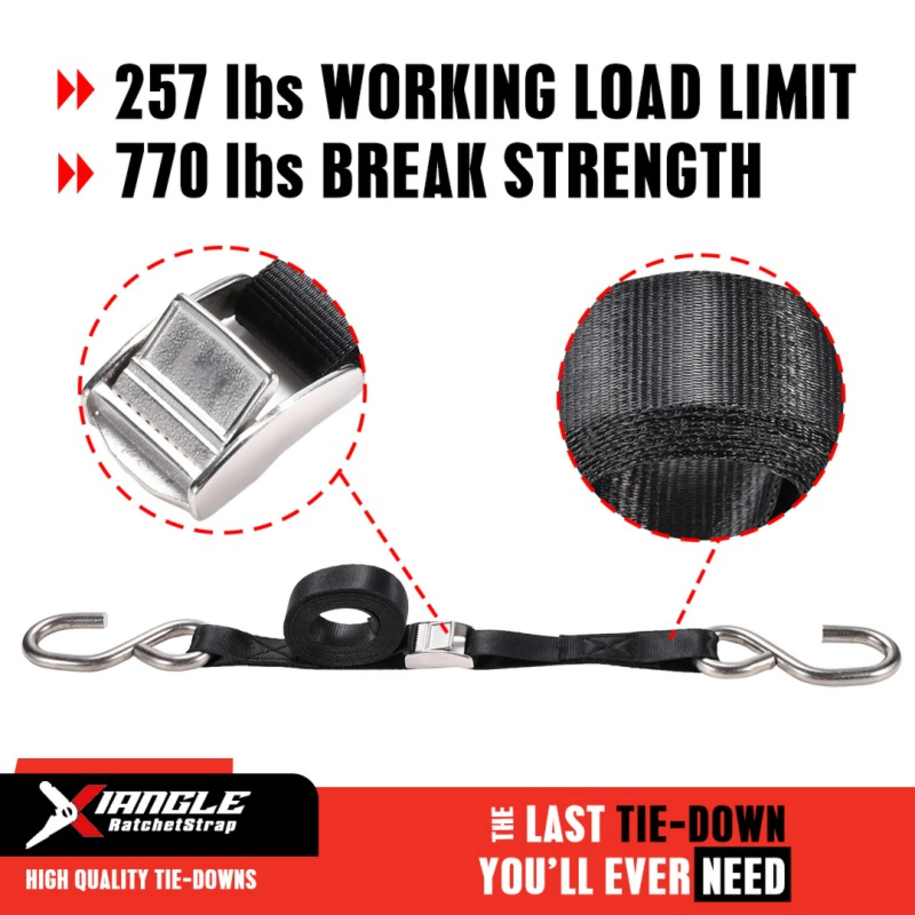 Sangle à Boucle à Came 25mm en Inox 304 avec Crochet S - 350kg