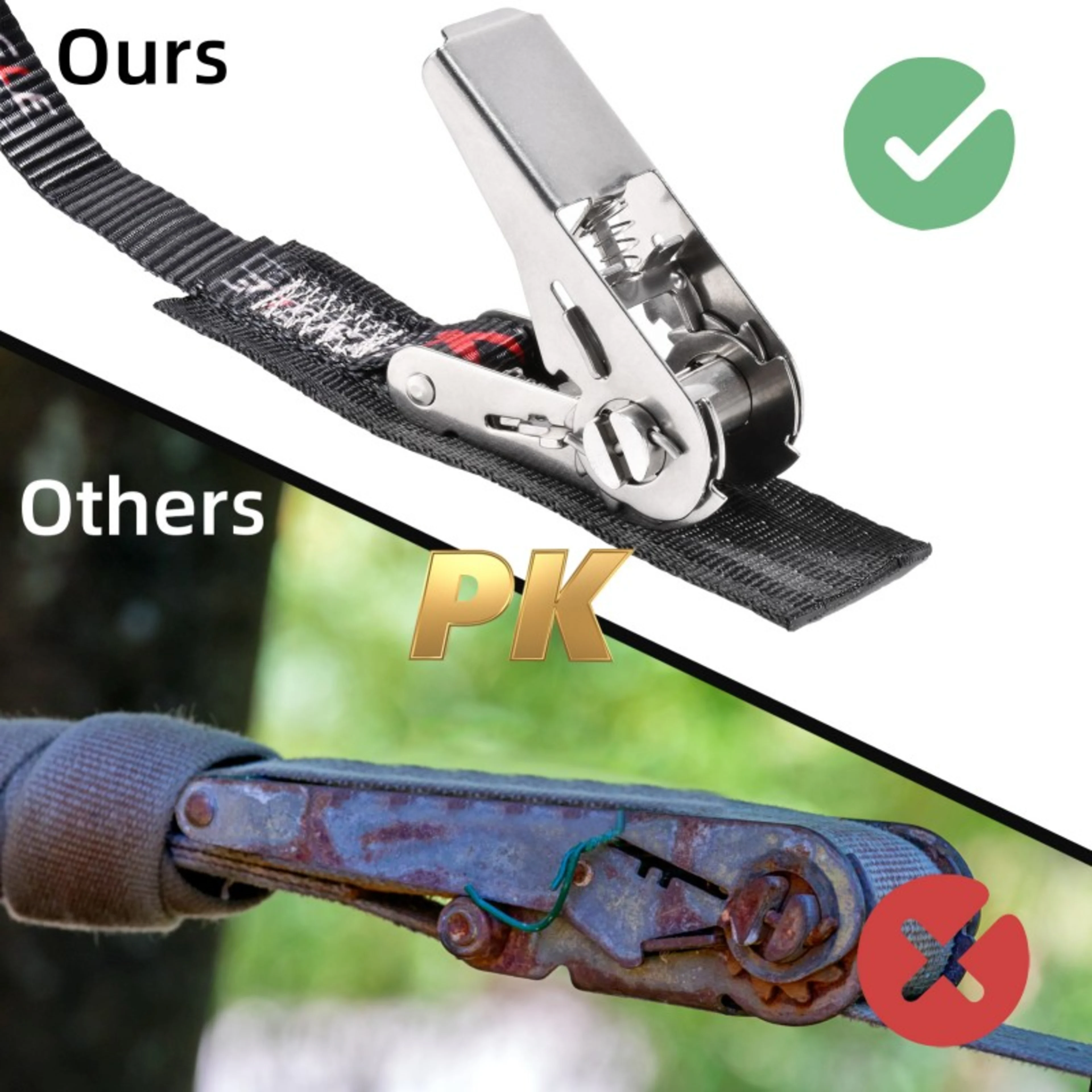 Sangle sans Fin à Cliquet à Pouce 25mm en Inox avec Protection - 800kg