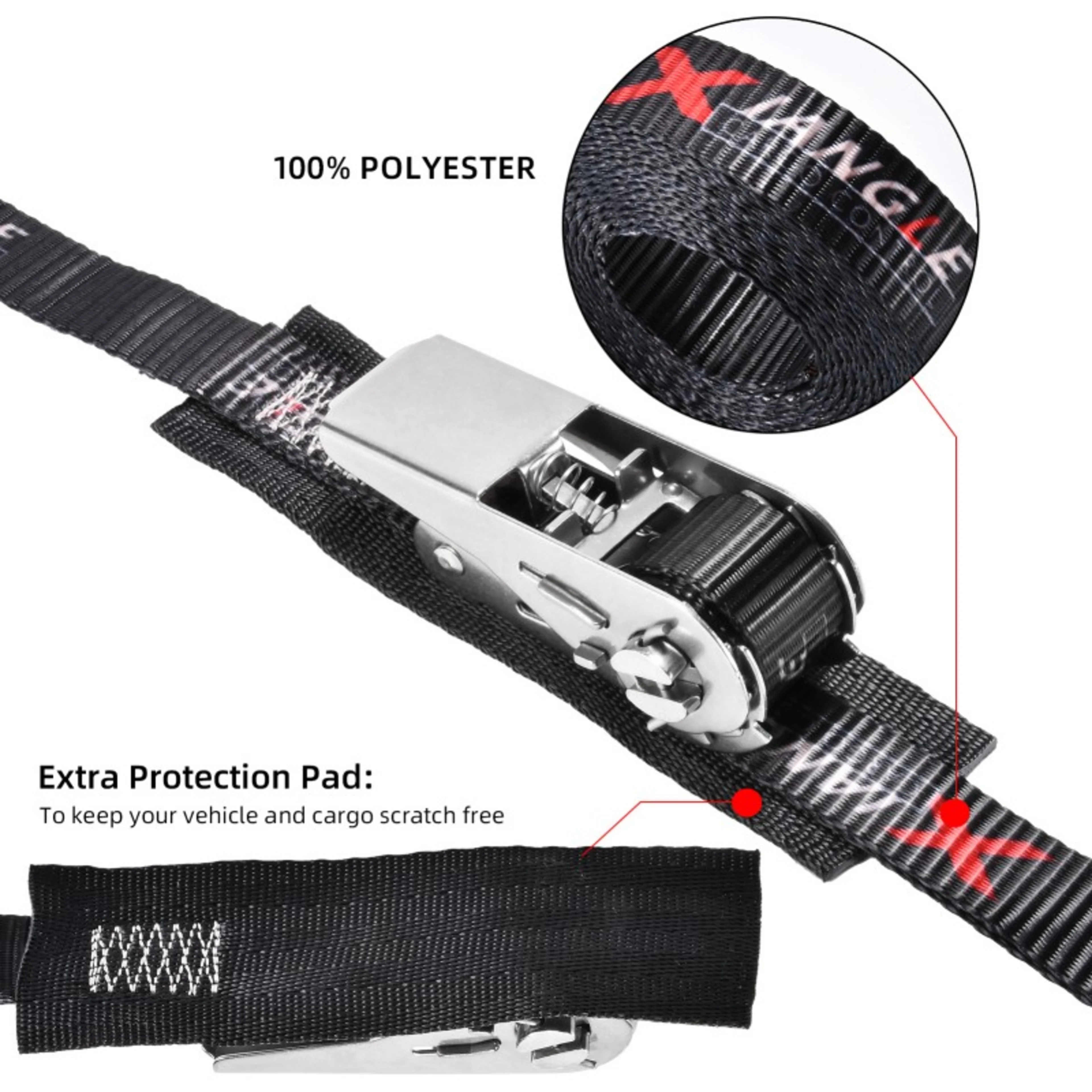 Sangle sans Fin à Cliquet à Pouce 25mm en Inox avec Protection - 800kg