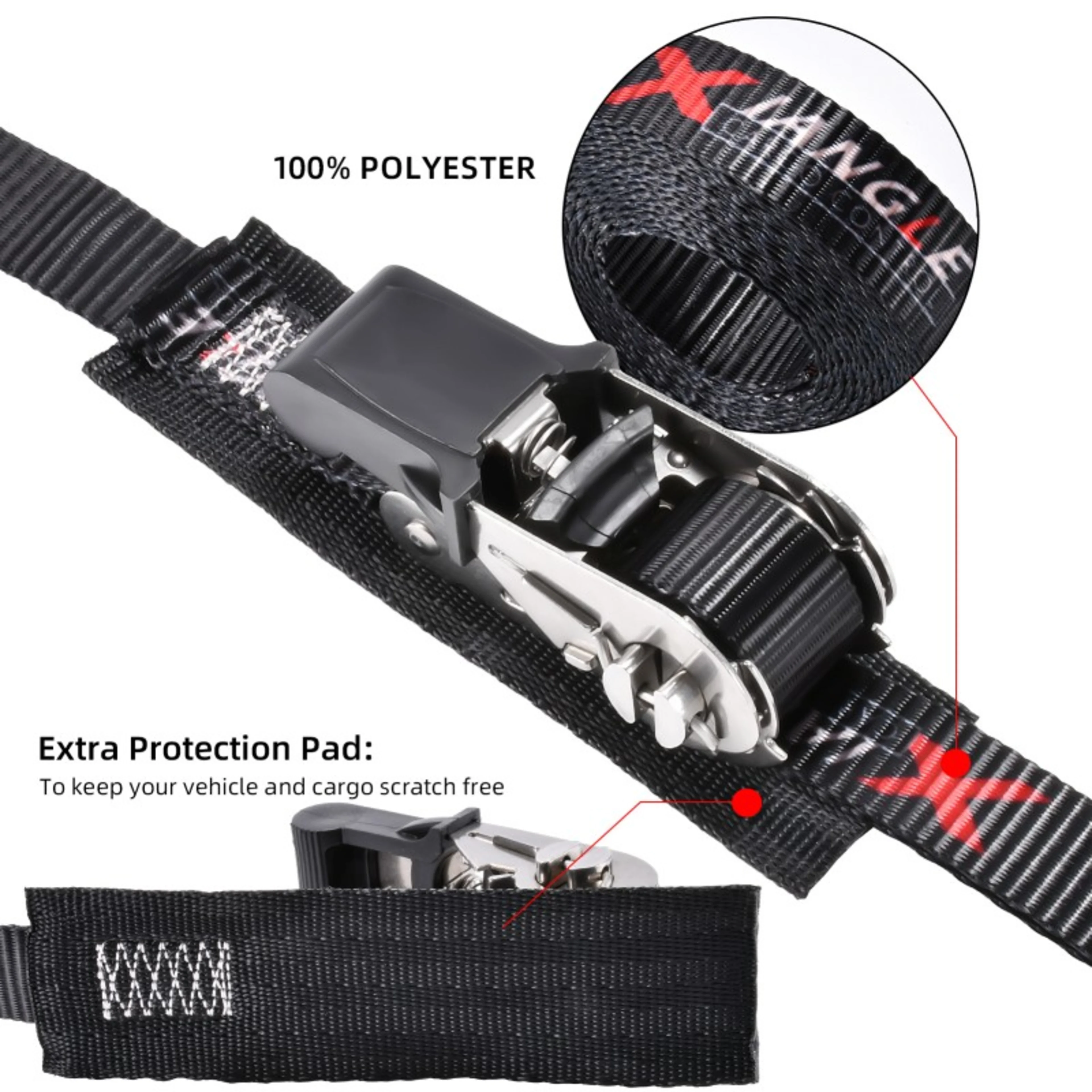 25mm Stainless Rubber Coated Ratchet Endless Lashing with Pad - 800kg BS