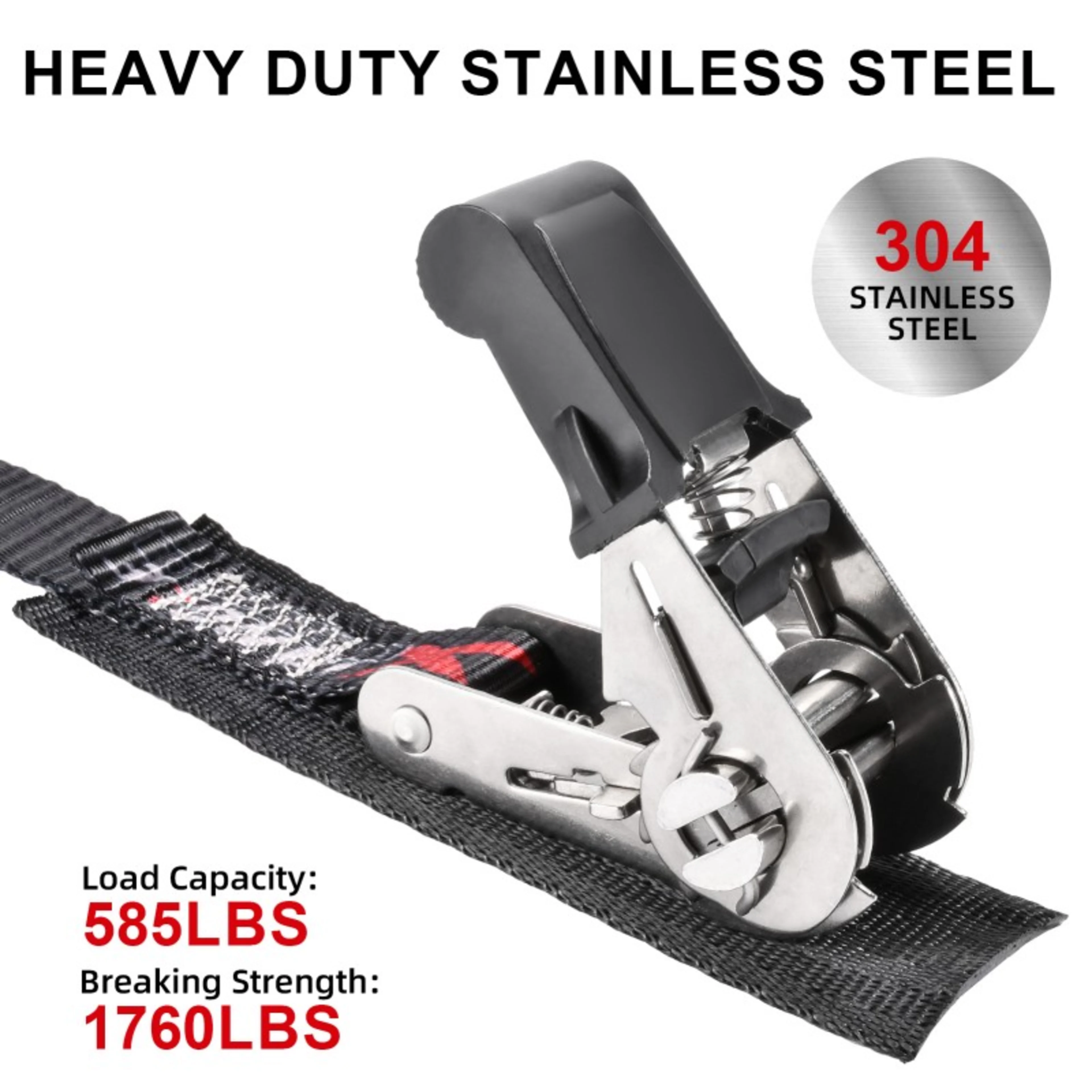25mm Stainless Rubber Coated Ratchet Endless Lashing with Pad - 800kg BS