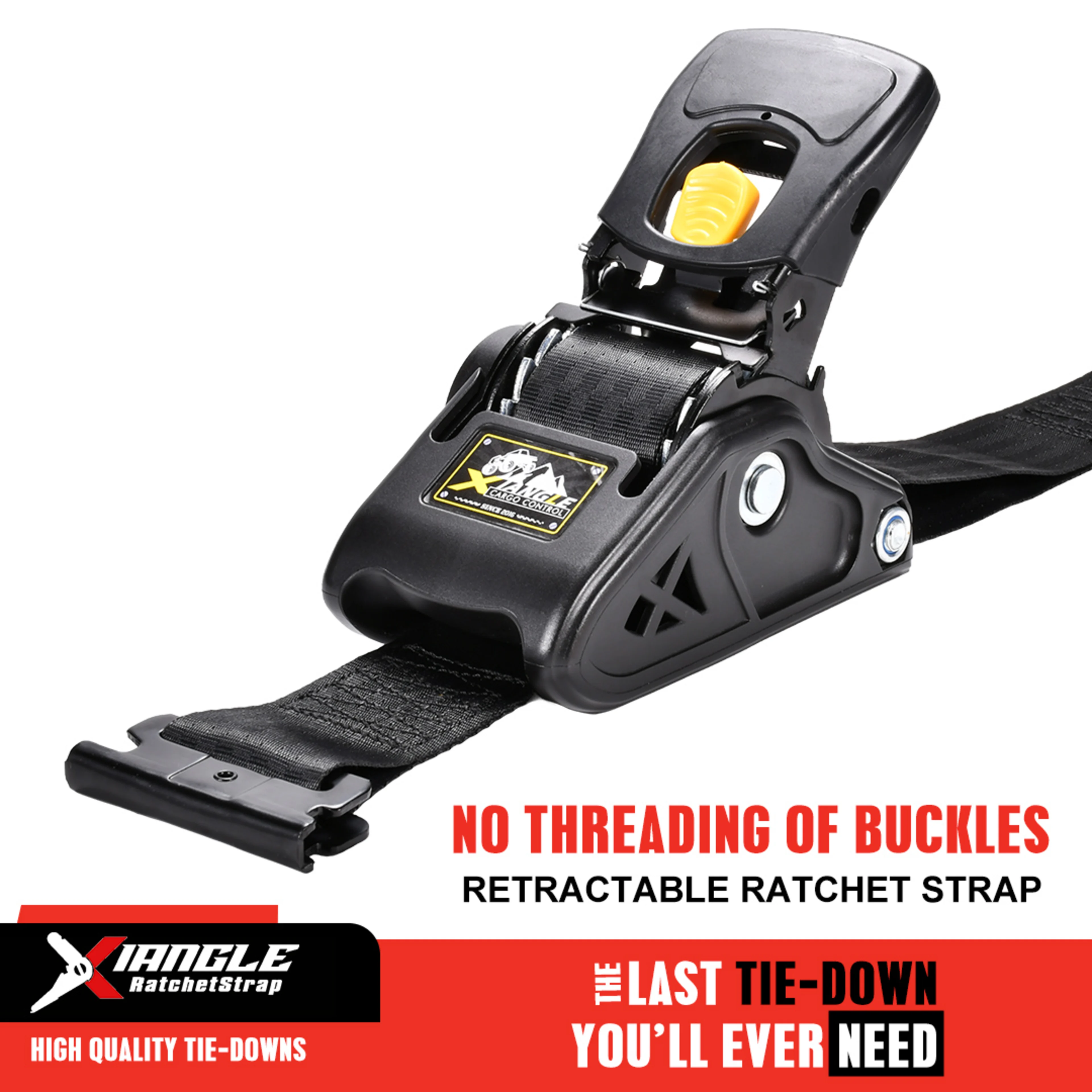 2" x 10' Heavy Duty Automatic Retractable Ratchet Strap, E-Track - 3306 lbs BS