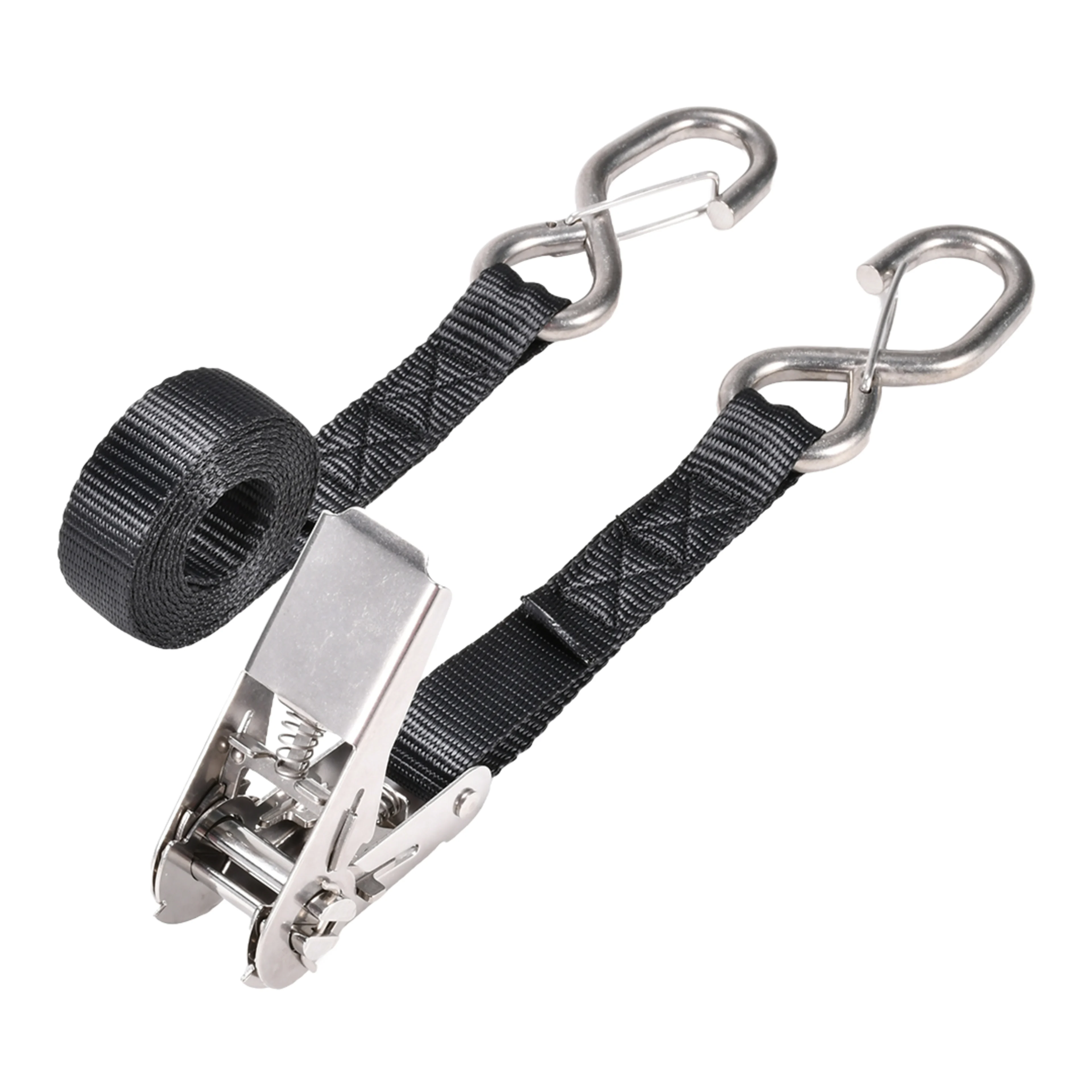 1" 304 Stainless Steel Ratchet Strap with Locking S-Hook - 1760 lbs. BS