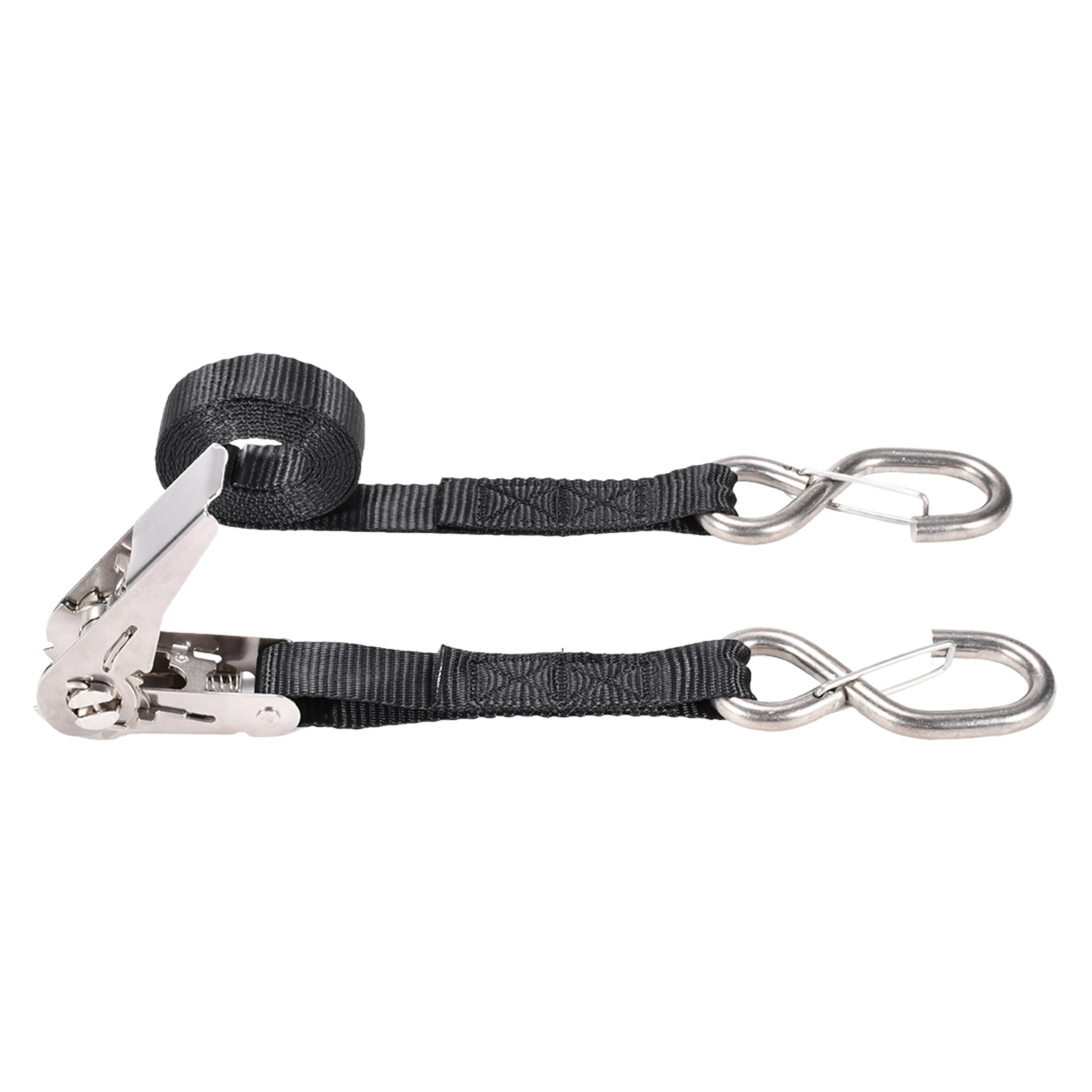 1" 304 Stainless Steel Ratchet Strap with Locking S-Hook - 1760 lbs. BS