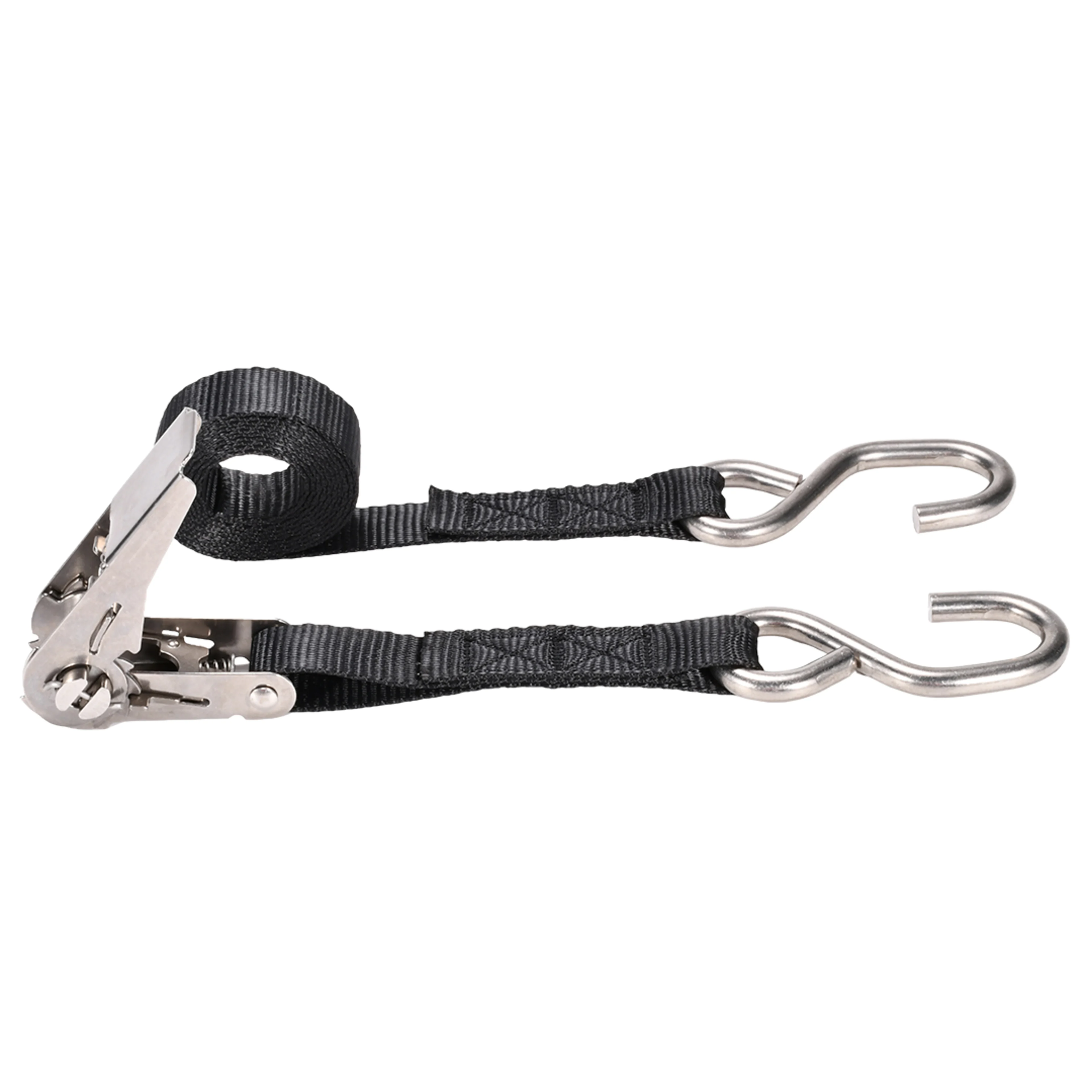 1" 304 Stainless Steel Ratchet Strap with S-Hook - 1760 lbs. BS