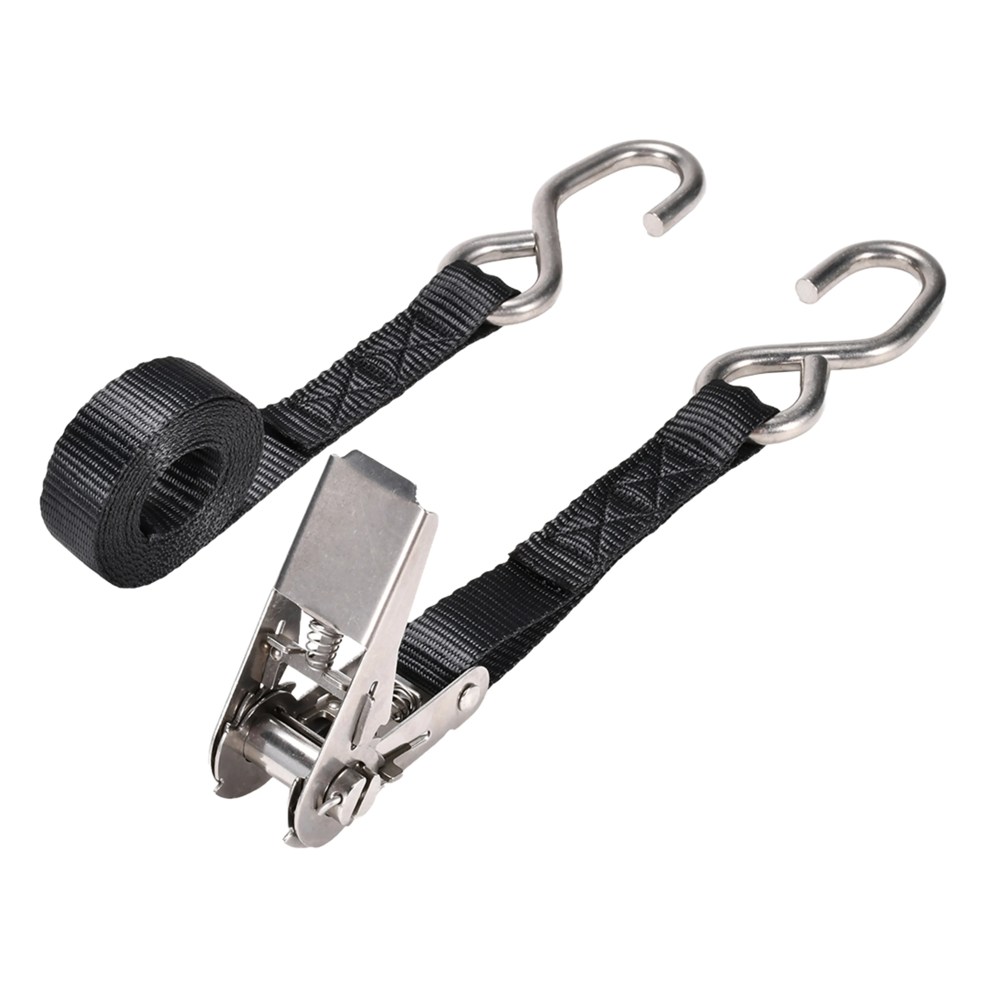 1" 304 Stainless Steel Ratchet Strap with S-Hook - 1760 lbs. BS