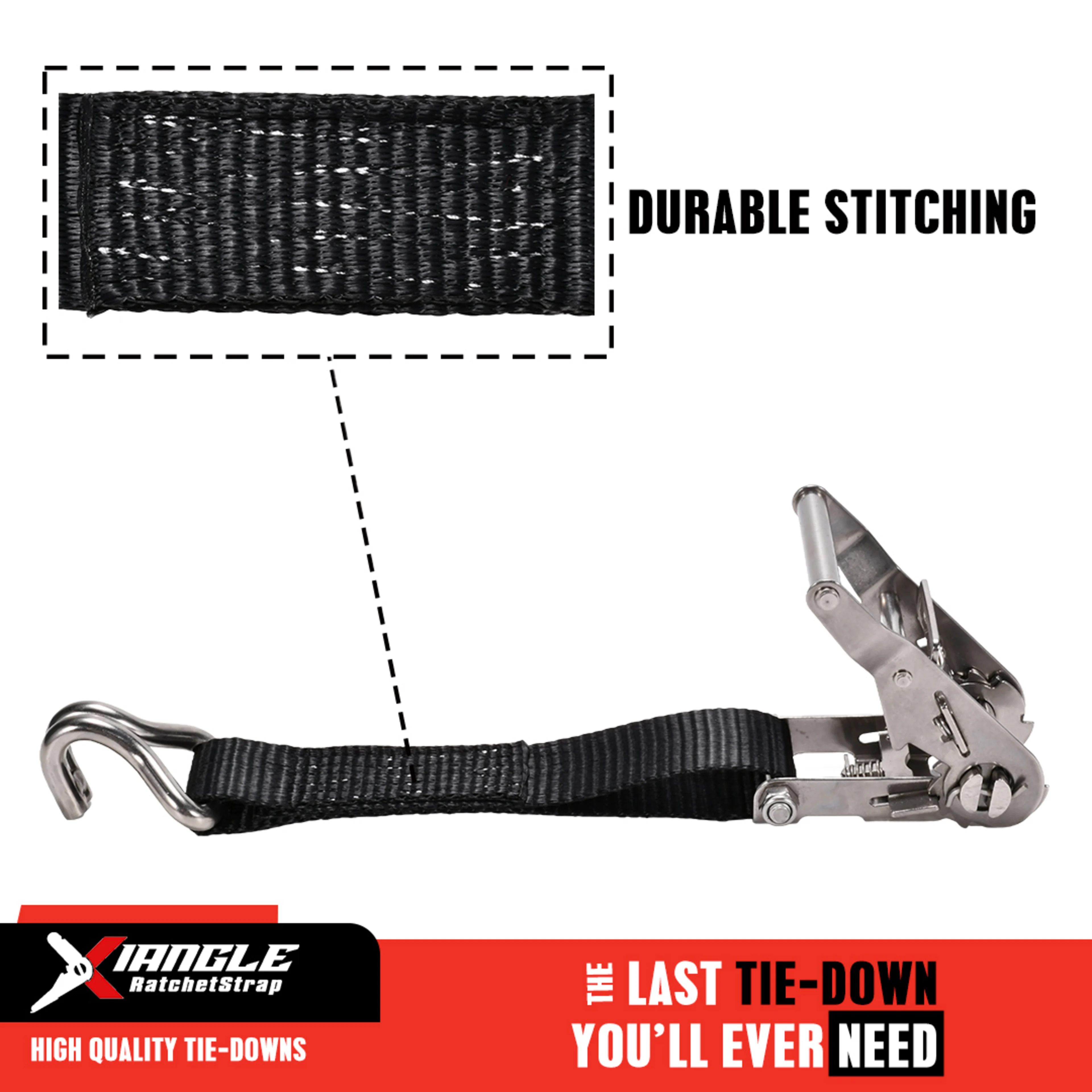 1.5" 304 Stainless Steel Ratchet Strap with Double J-Hook - 4409 lbs. BS