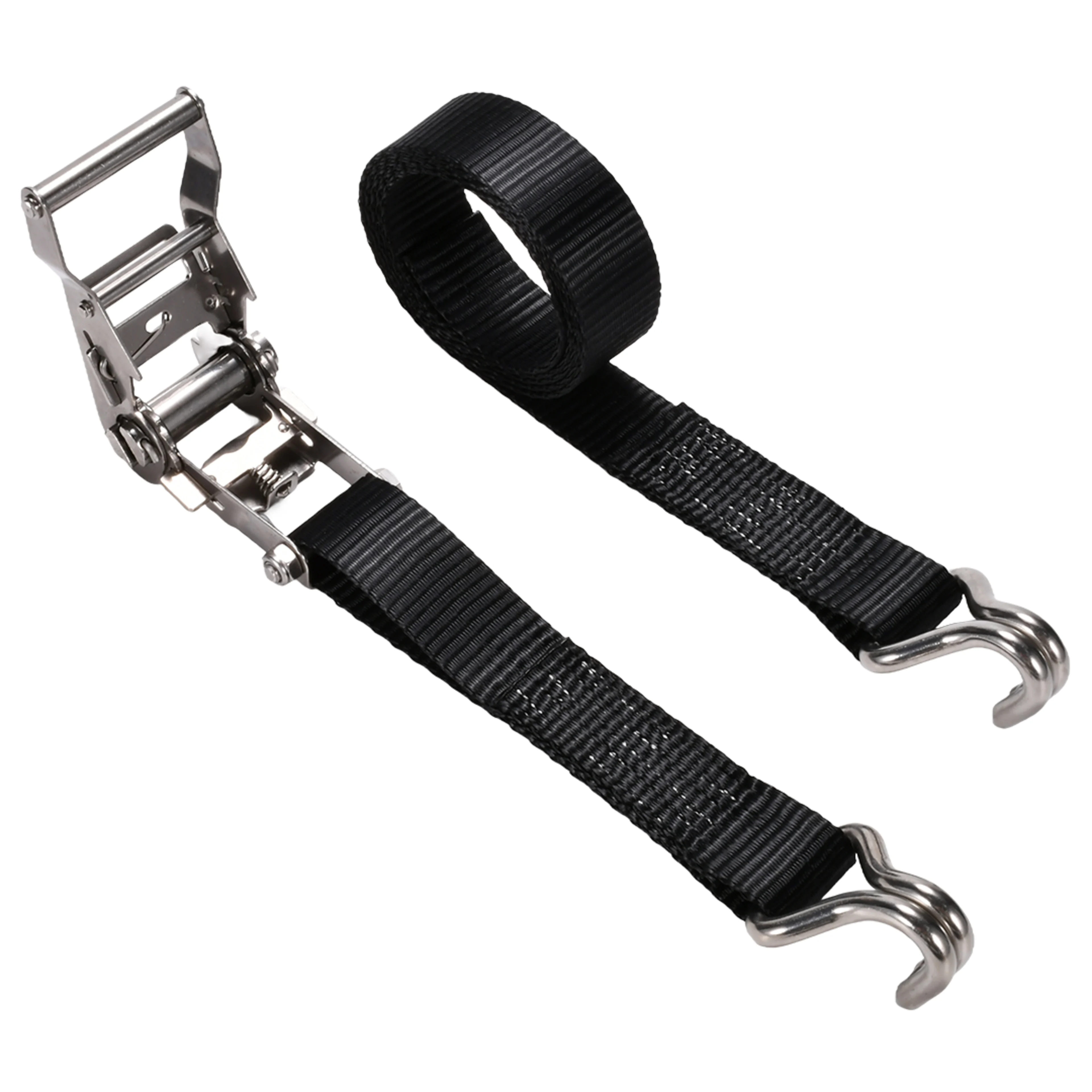 1.5" 304 Stainless Steel Ratchet Strap with Double J-Hook - 4409 lbs. BS