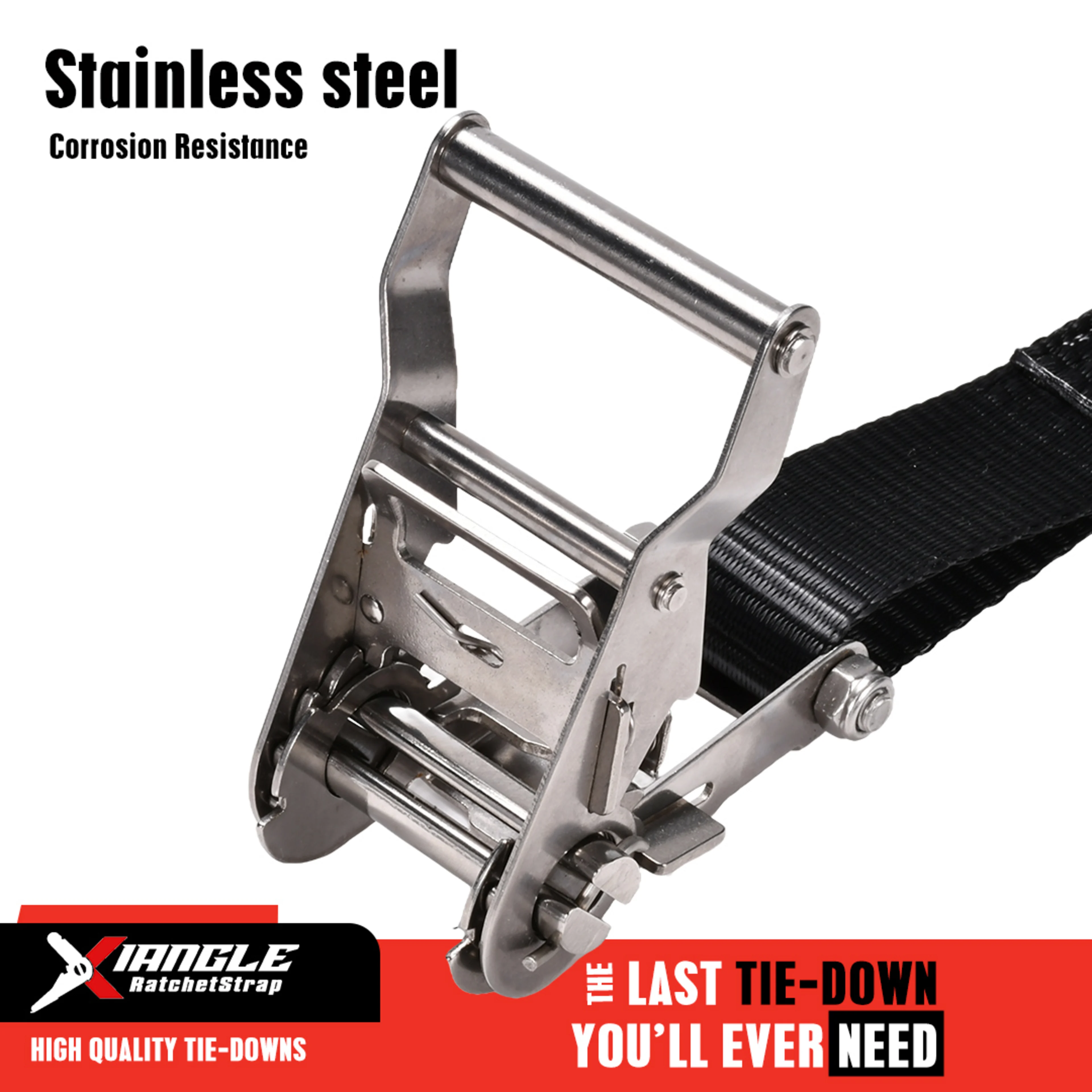 1.5" 304 Stainless Steel Ratchet Strap with Double J-Hook - 4409 lbs. BS