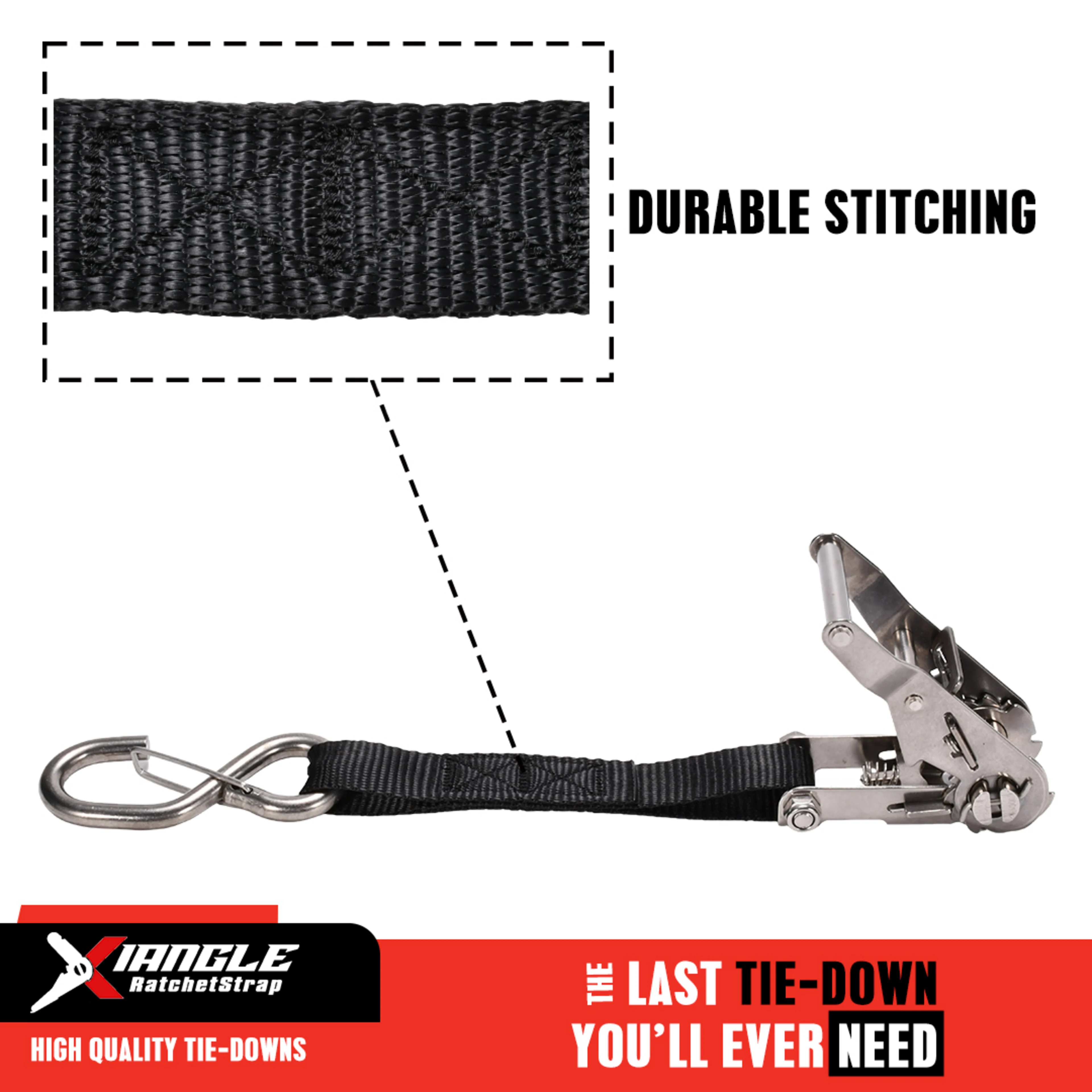 Cinta de Trinquete de 27mm en Acero Inoxidable 304 con Gancho S con Seguro - 800kg