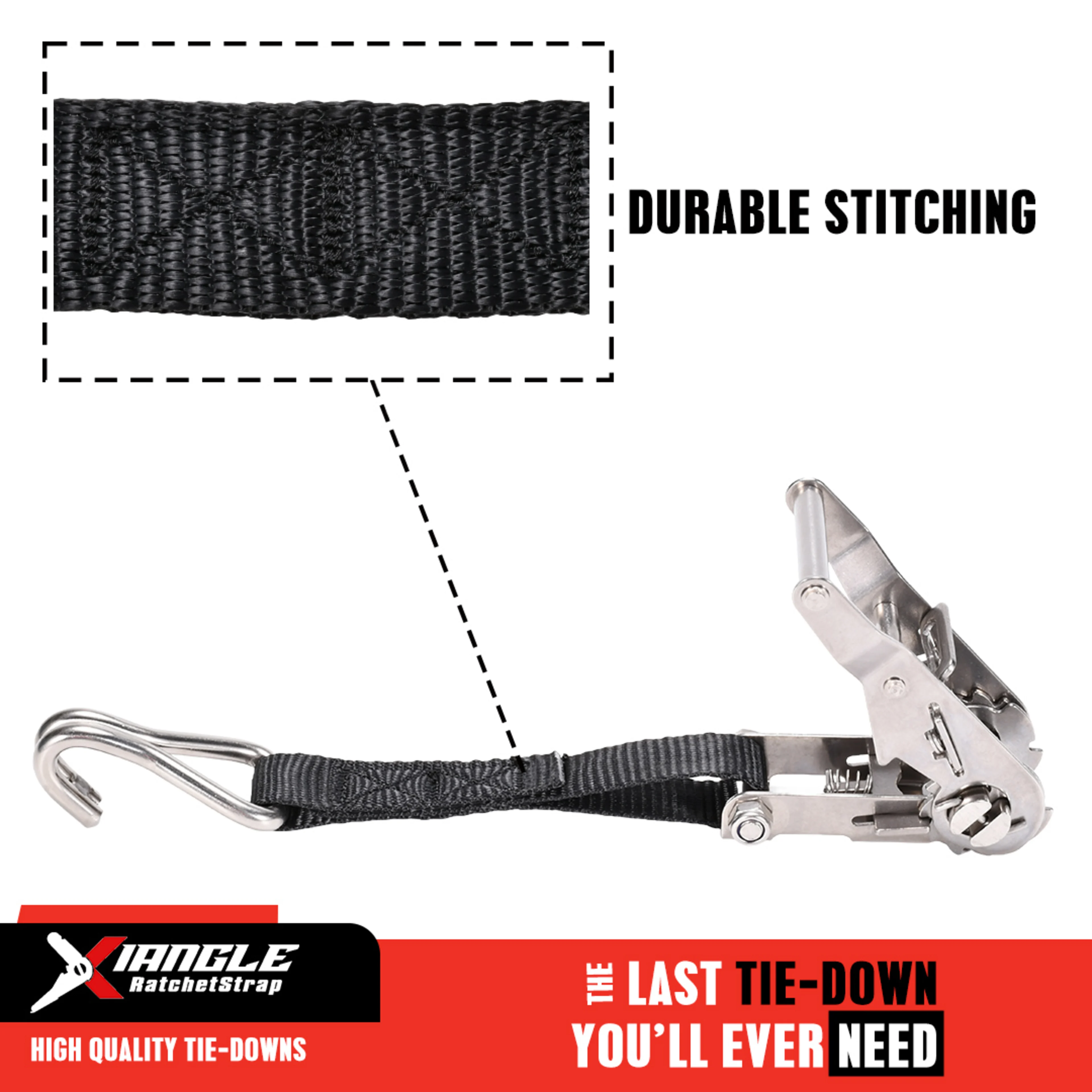 Cinta de Trinquete de 27mm en Acero Inoxidable 304 con Gancho Doble J - 1200kg