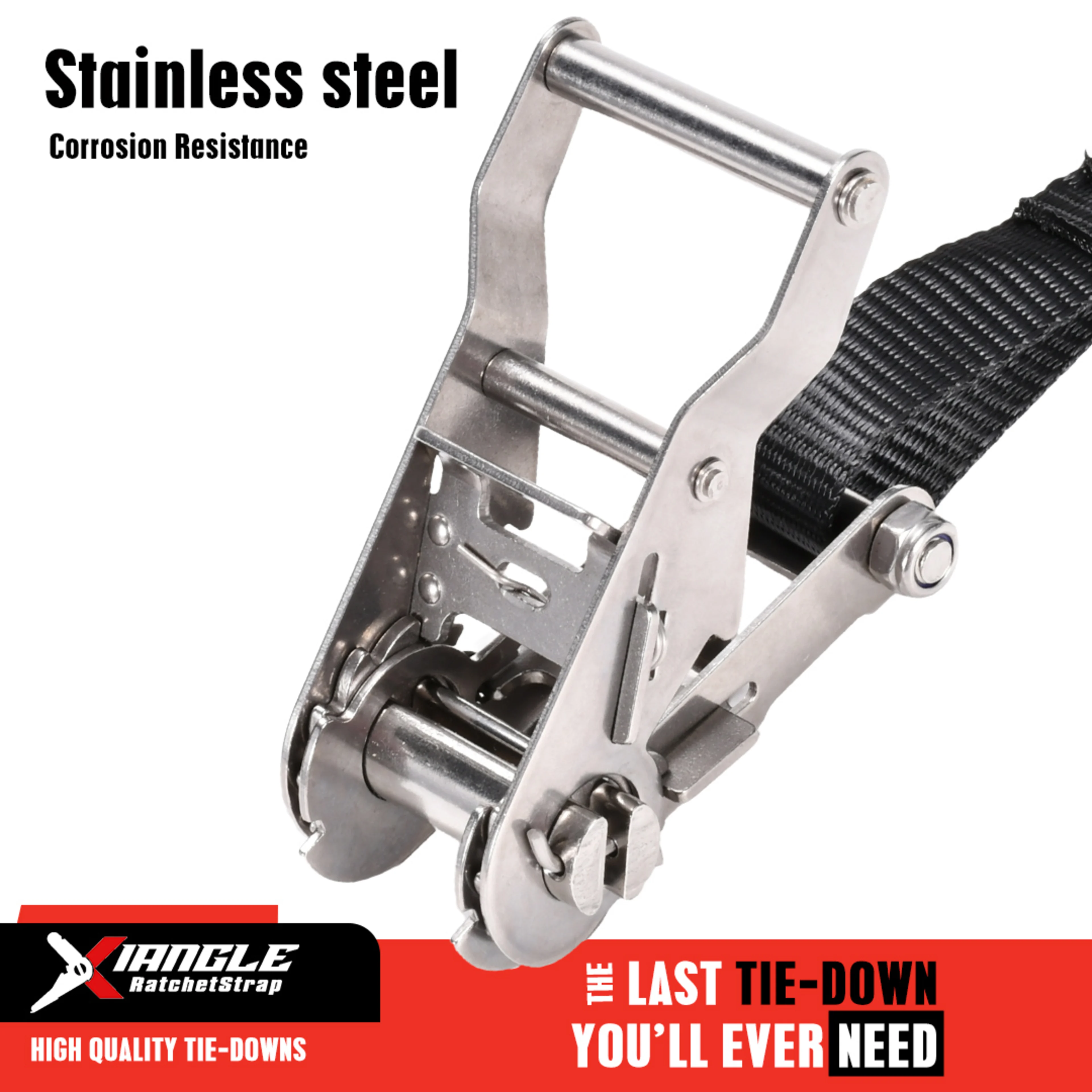 Cinta de Trinquete de 27mm en Acero Inoxidable 304 con Gancho Doble J - 1200kg