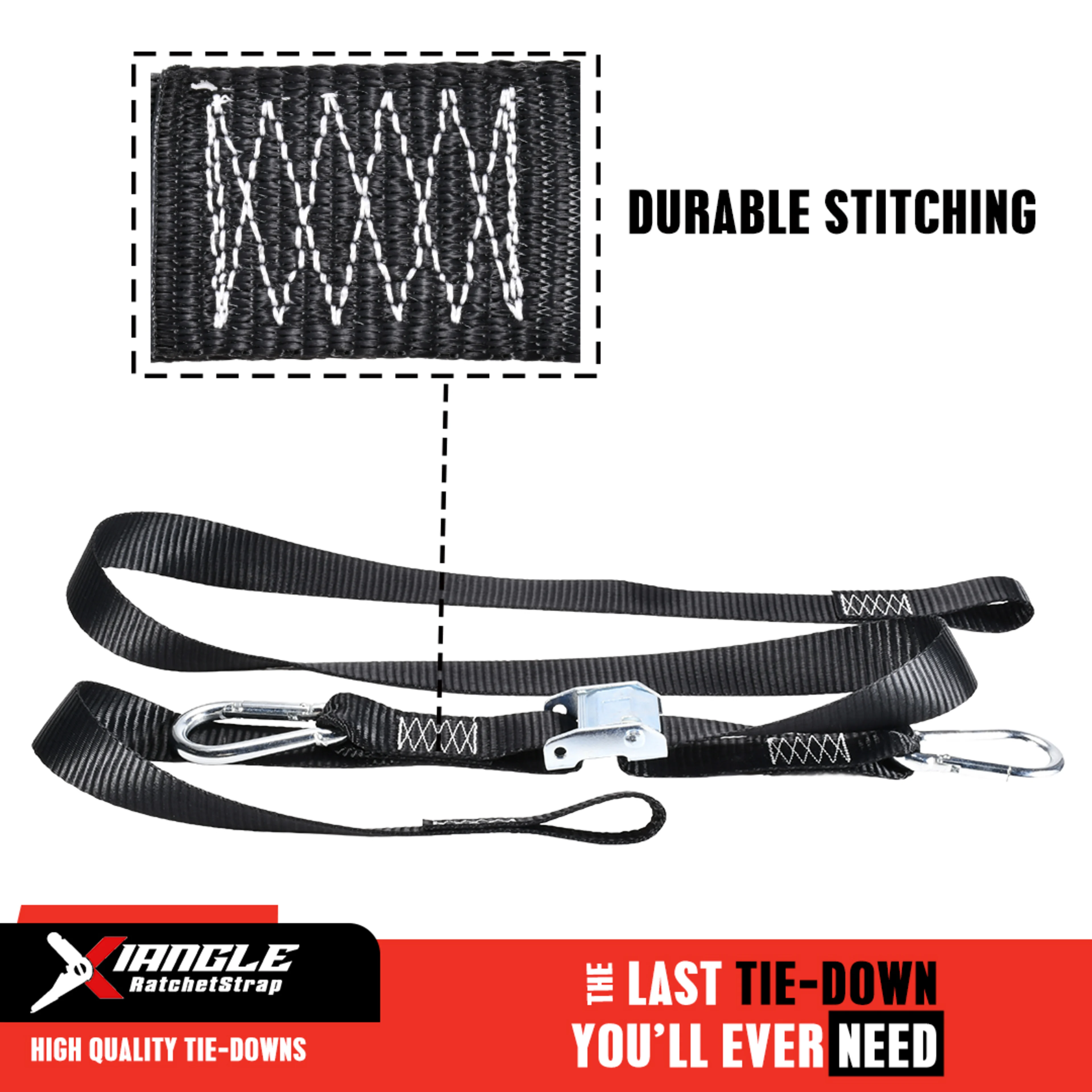 Correa de amarre para motocicleta 38mm con hebilla de leva y mosquetón M10