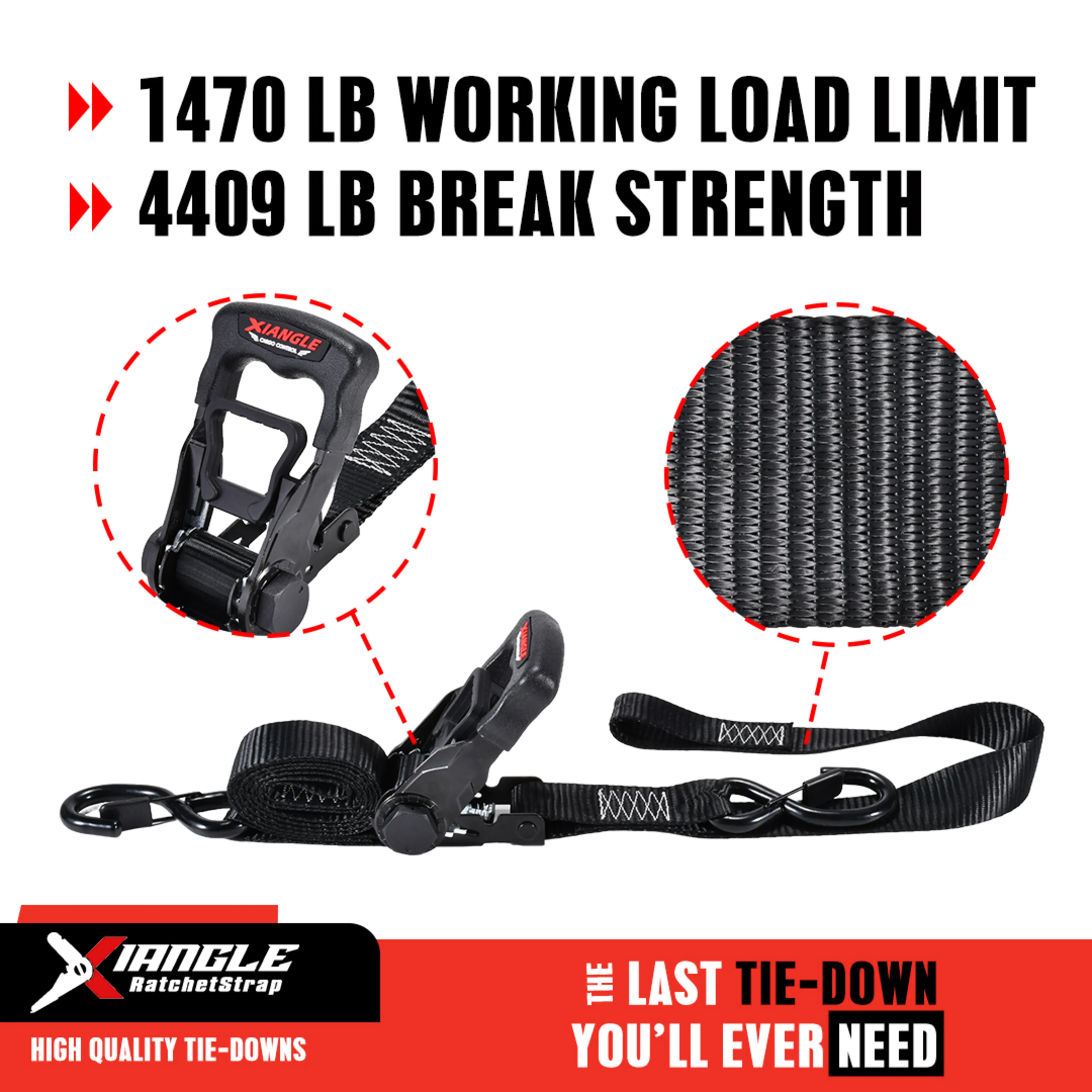 Correa de carraca para motocicleta 38mm con gancho S con resorte