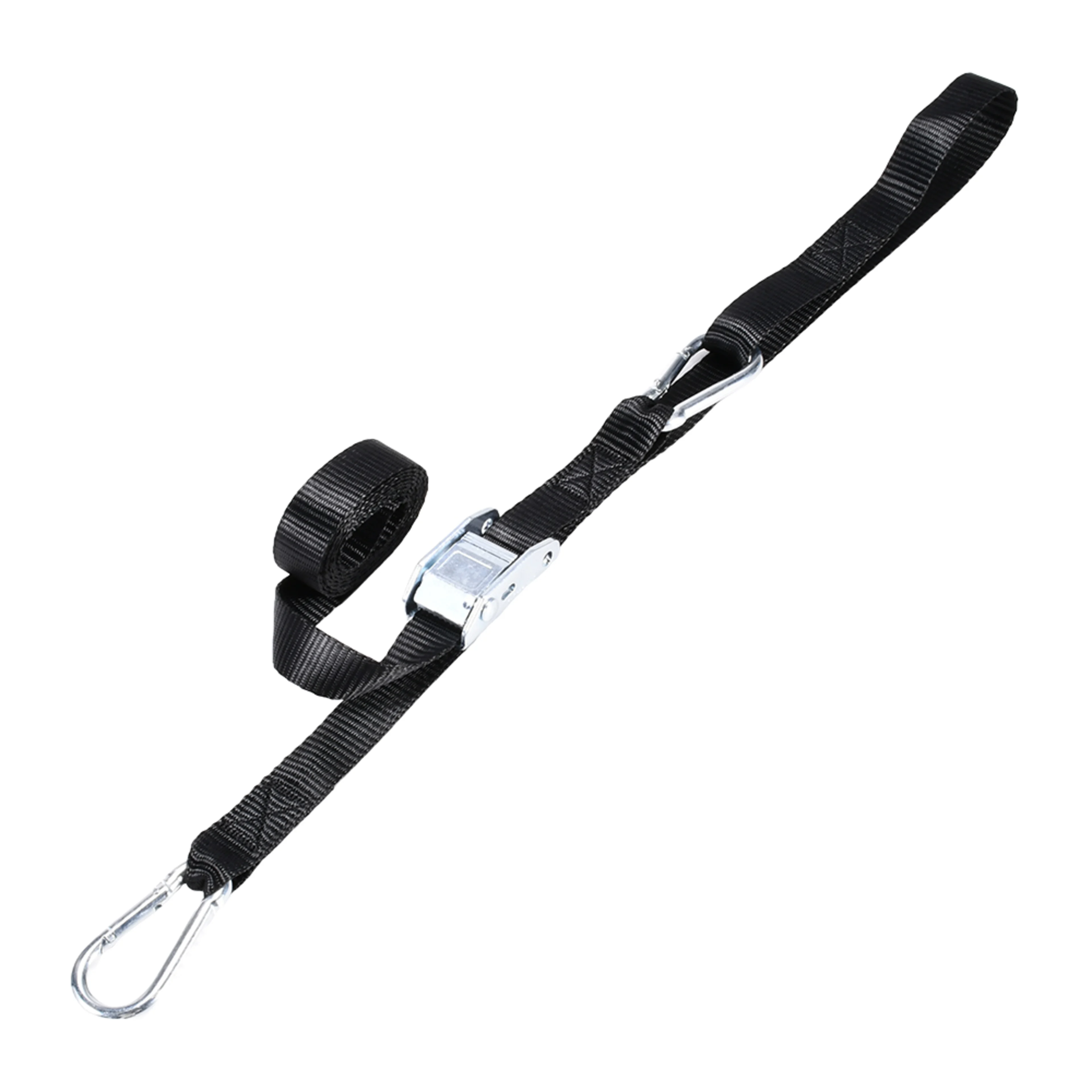 25mm Cam Buckle Motorcycle Tie Downs with Carabiner Hook, 1200lbs. BS